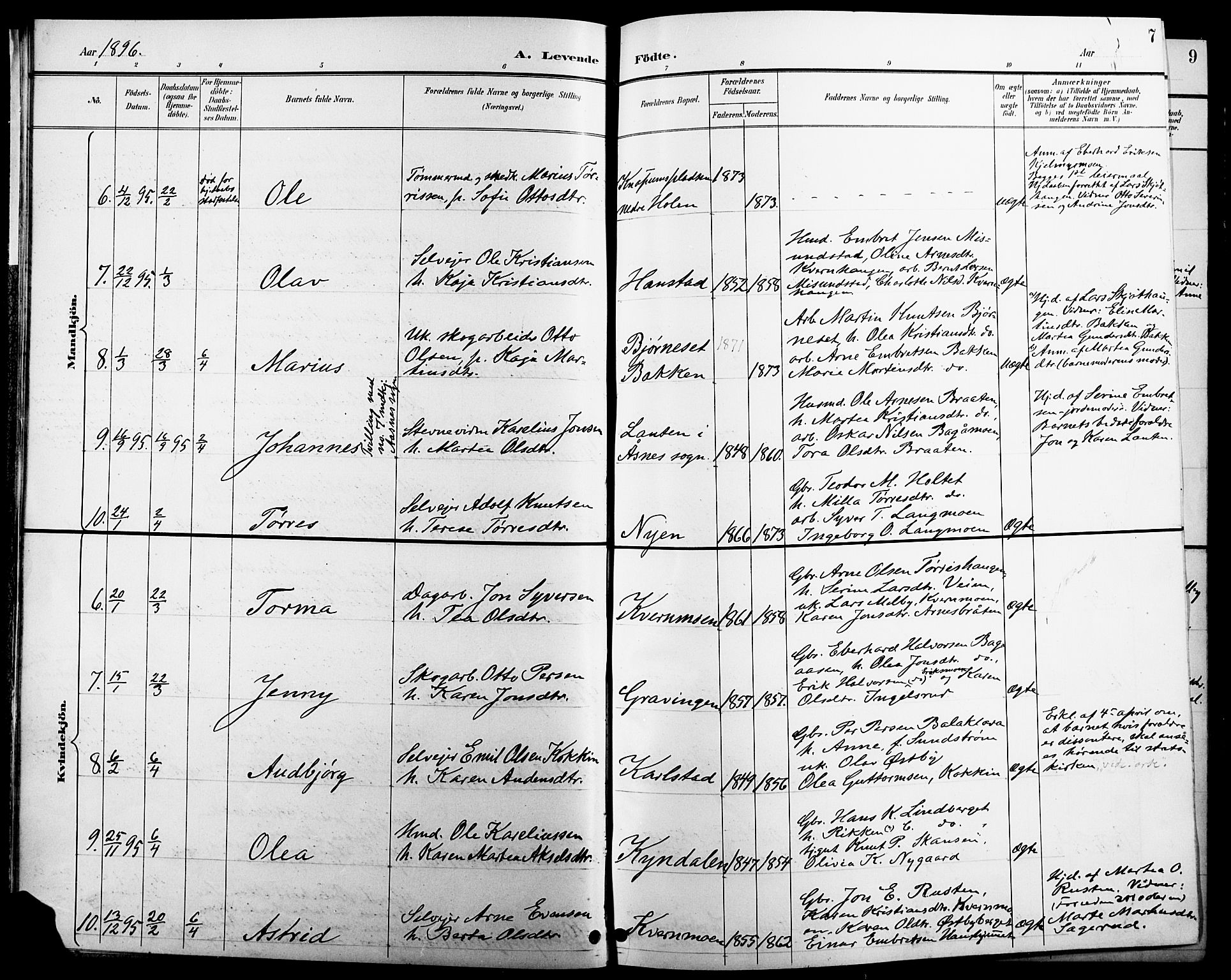 Åsnes prestekontor, AV/SAH-PREST-042/H/Ha/Hab/L0005: Parish register (copy) no. 5, 1895-1920, p. 7