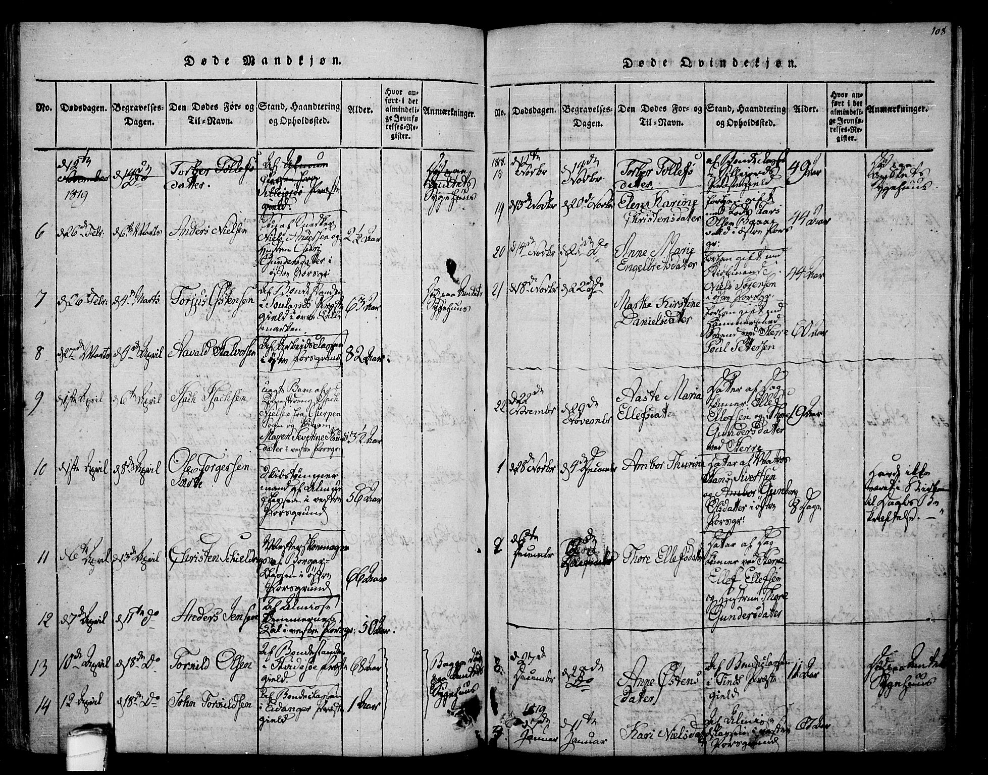 Porsgrunn kirkebøker , SAKO/A-104/F/Fa/L0004: Parish register (official) no. 4, 1814-1828, p. 108