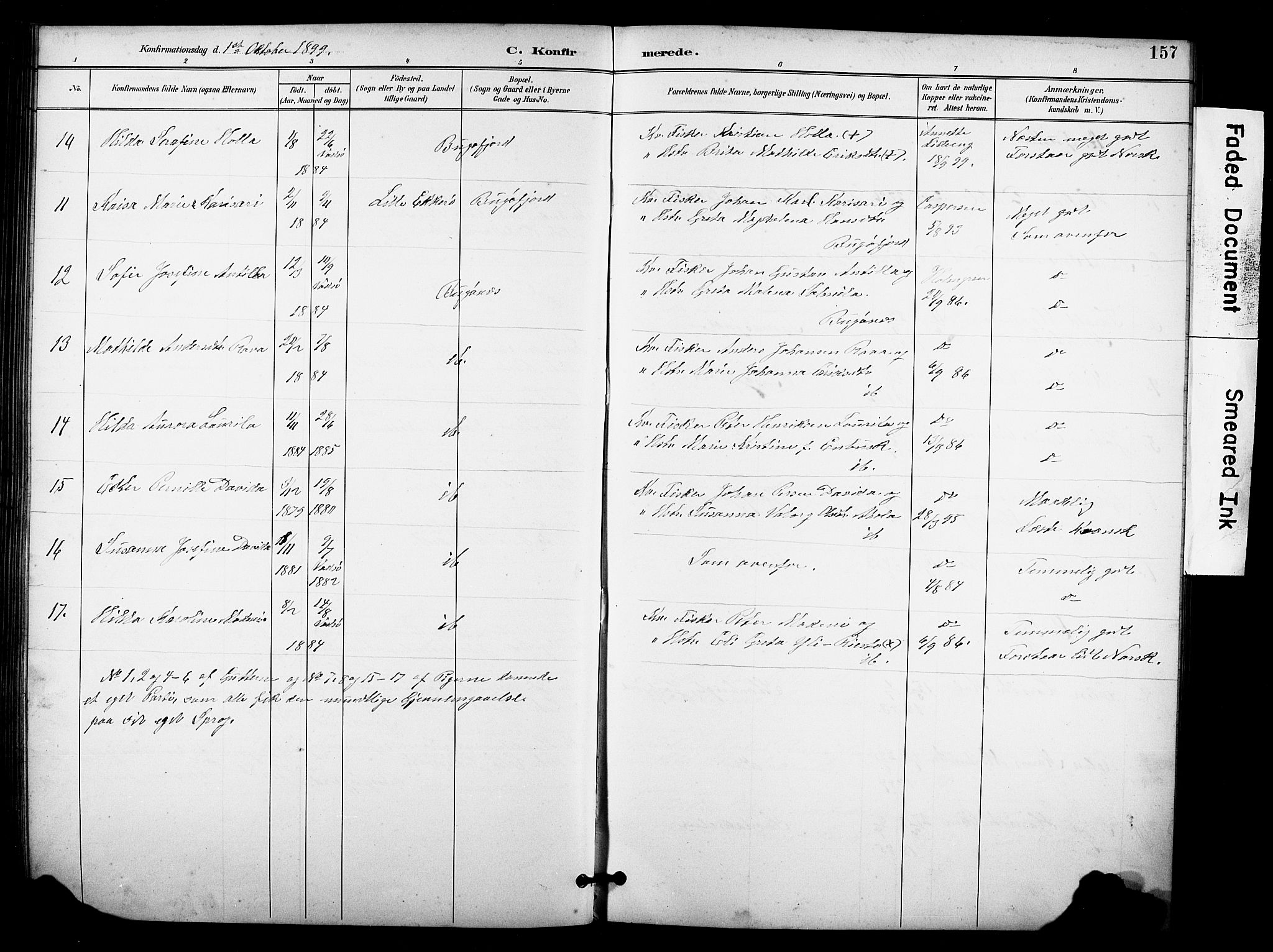 Sør-Varanger sokneprestkontor, AV/SATØ-S-1331/H/Hb/L0004klokker: Parish register (copy) no. 4, 1891-1912, p. 157