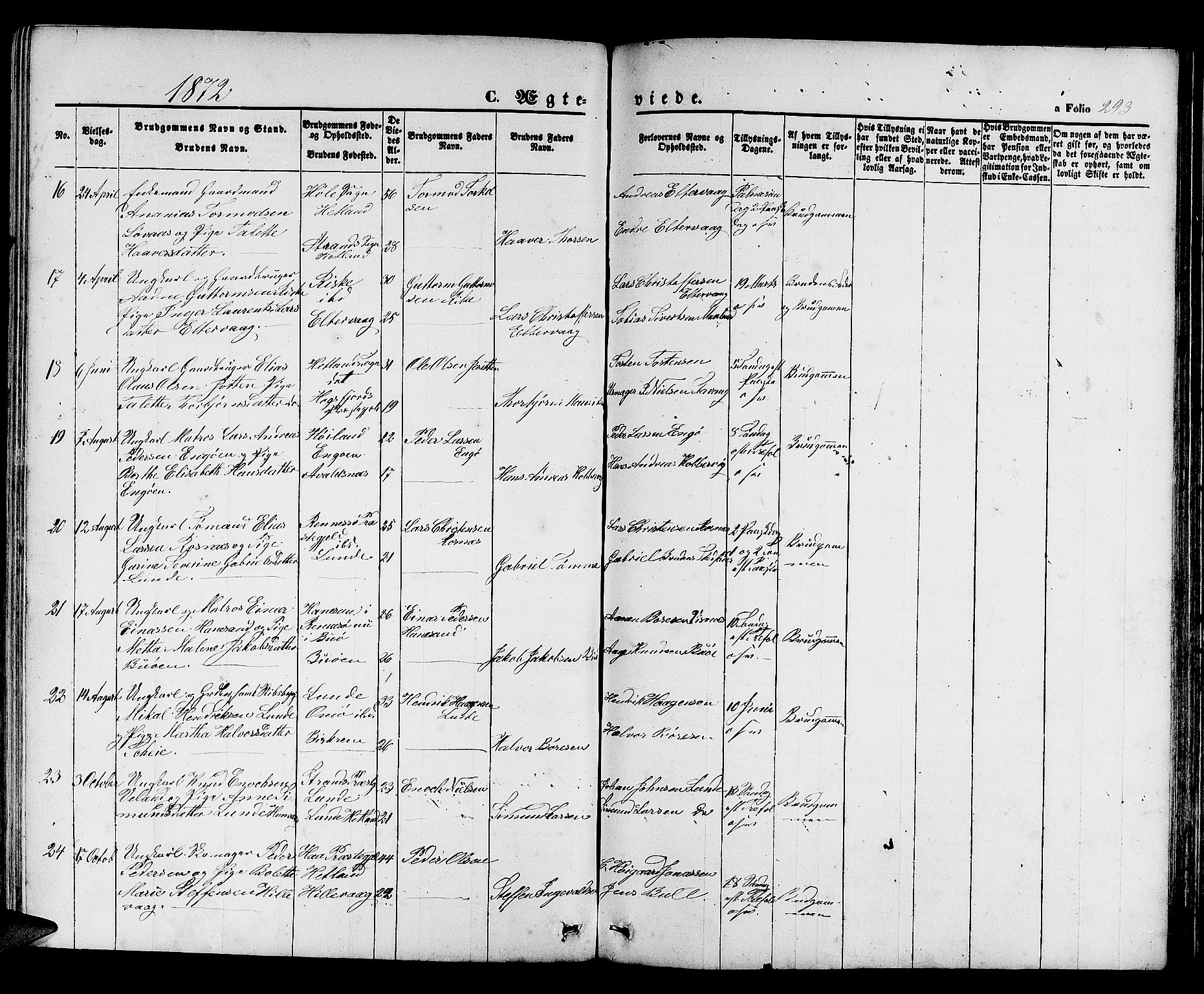 Hetland sokneprestkontor, SAST/A-101826/30/30BB/L0003: Parish register (copy) no. B 3, 1863-1877, p. 293