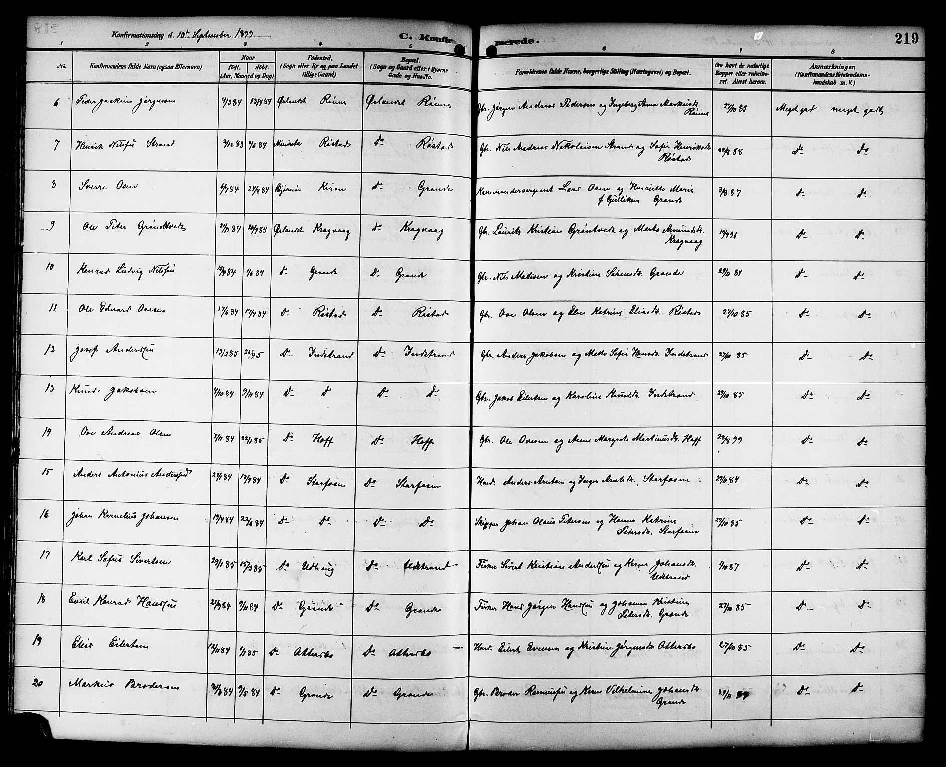 Ministerialprotokoller, klokkerbøker og fødselsregistre - Sør-Trøndelag, SAT/A-1456/659/L0746: Parish register (copy) no. 659C03, 1893-1912, p. 219