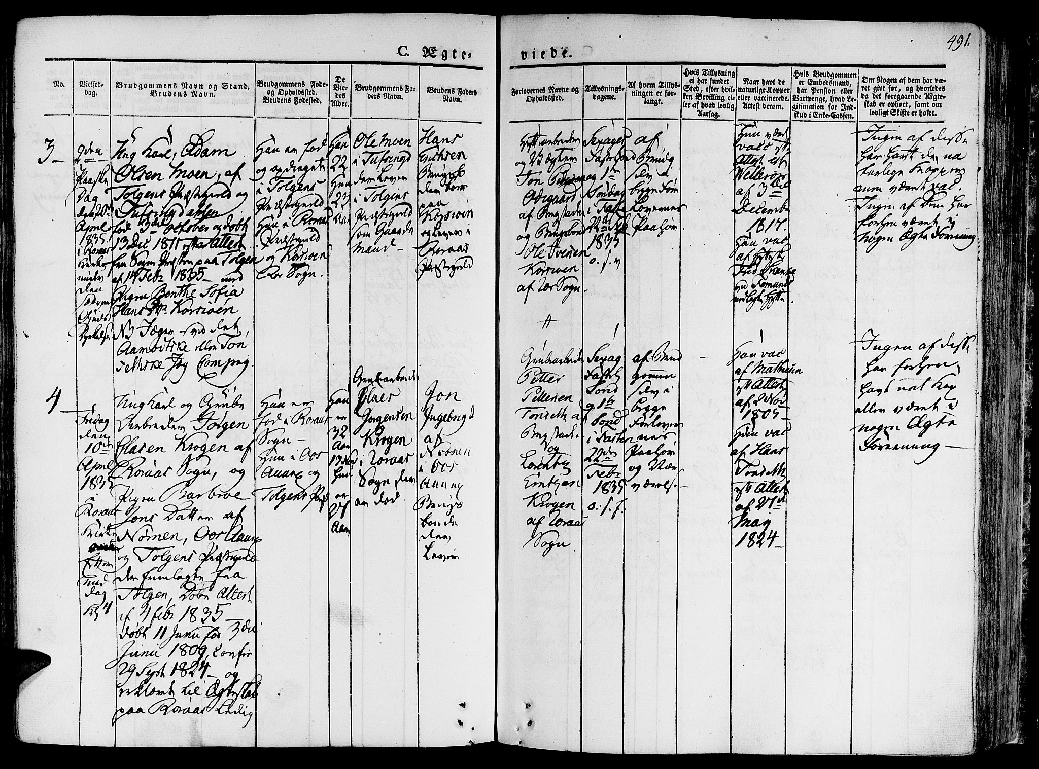 Ministerialprotokoller, klokkerbøker og fødselsregistre - Sør-Trøndelag, SAT/A-1456/681/L0930: Parish register (official) no. 681A08, 1829-1844, p. 491