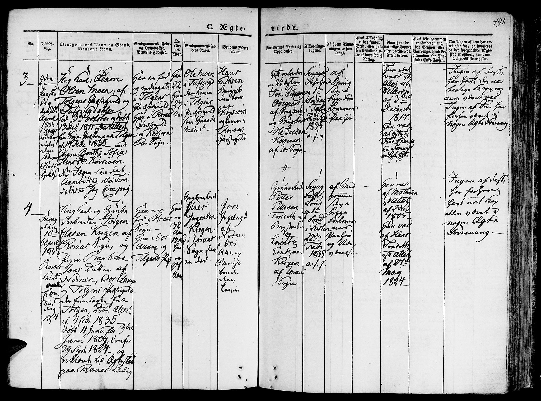 Ministerialprotokoller, klokkerbøker og fødselsregistre - Sør-Trøndelag, AV/SAT-A-1456/681/L0930: Parish register (official) no. 681A08, 1829-1844, p. 491