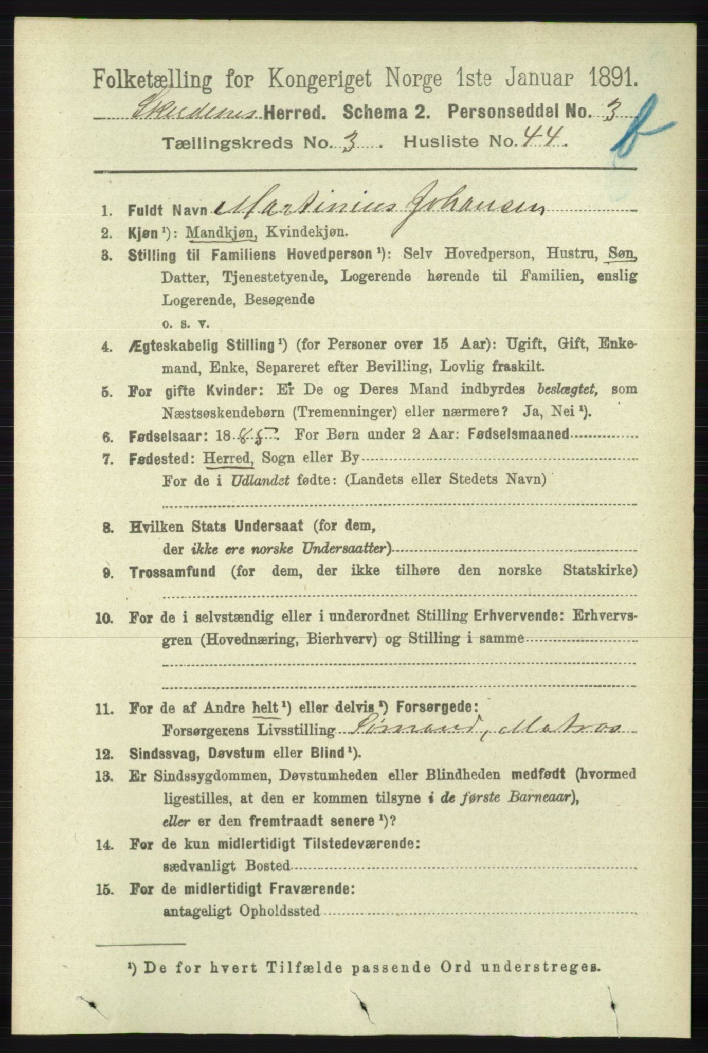 RA, 1891 census for 1150 Skudenes, 1891, p. 4227