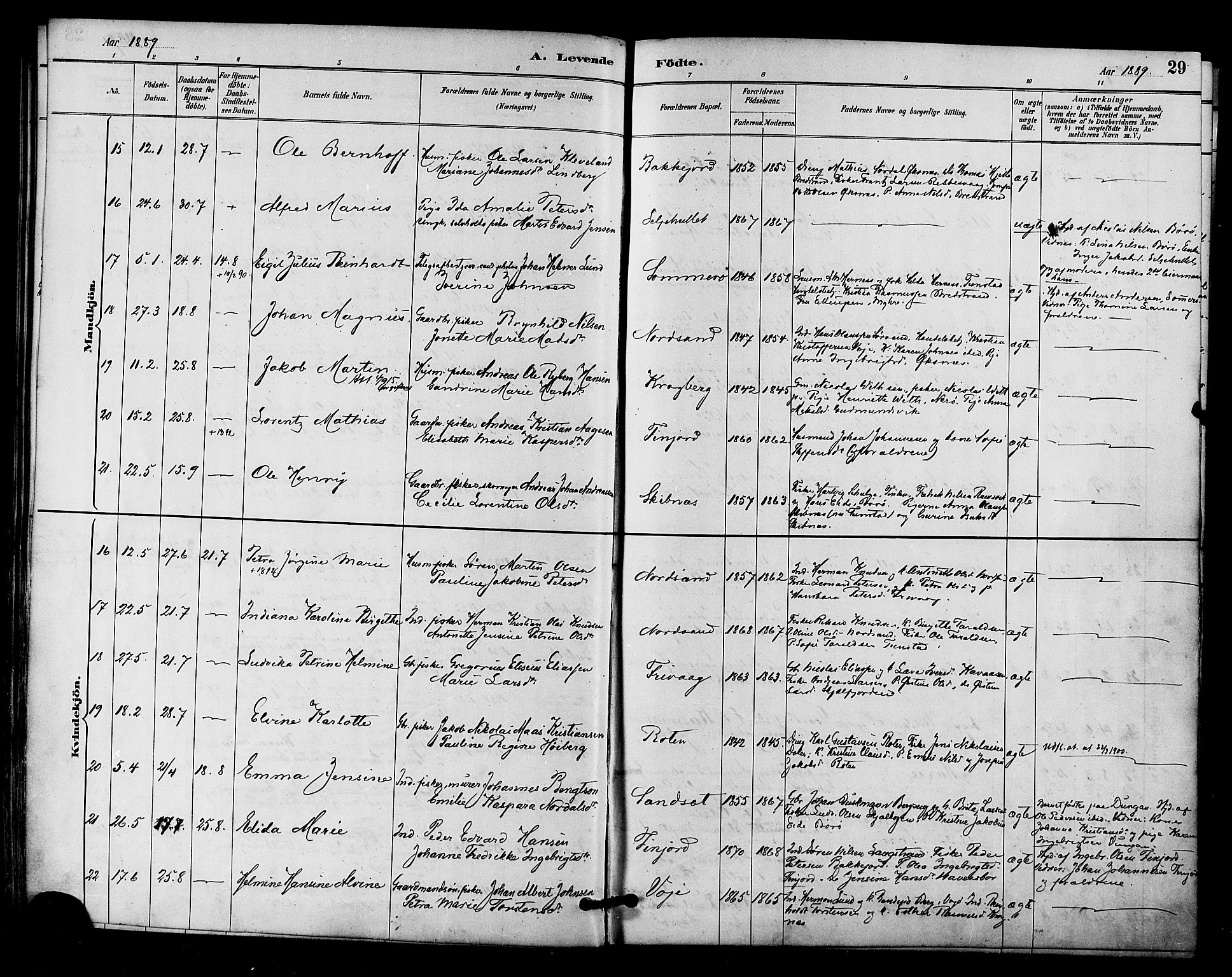 Ministerialprotokoller, klokkerbøker og fødselsregistre - Nordland, AV/SAT-A-1459/893/L1337: Parish register (official) no. 893A09, 1885-1893, p. 29