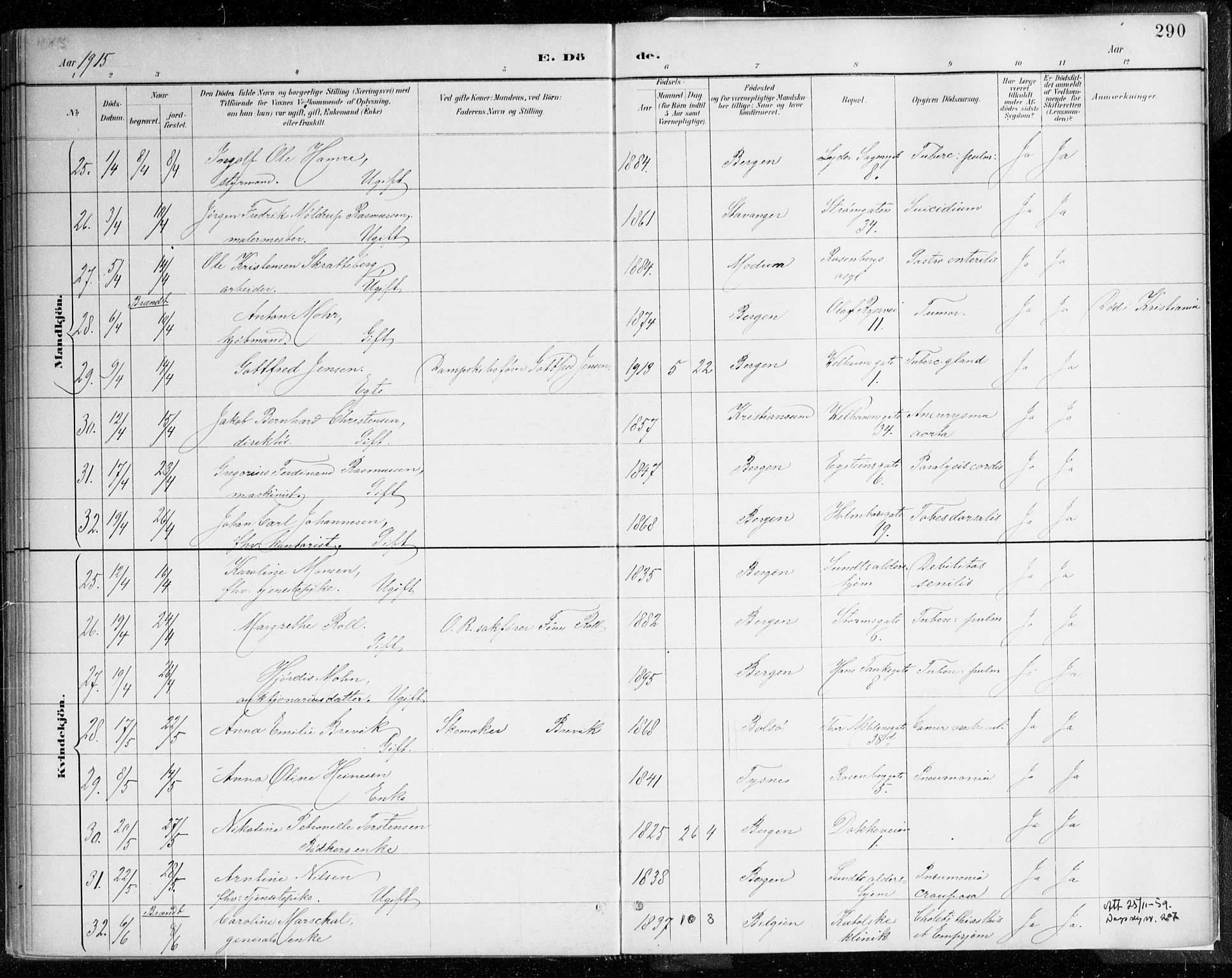 Johanneskirken sokneprestembete, AV/SAB-A-76001/H/Haa/L0019: Parish register (official) no. E 1, 1885-1915, p. 290