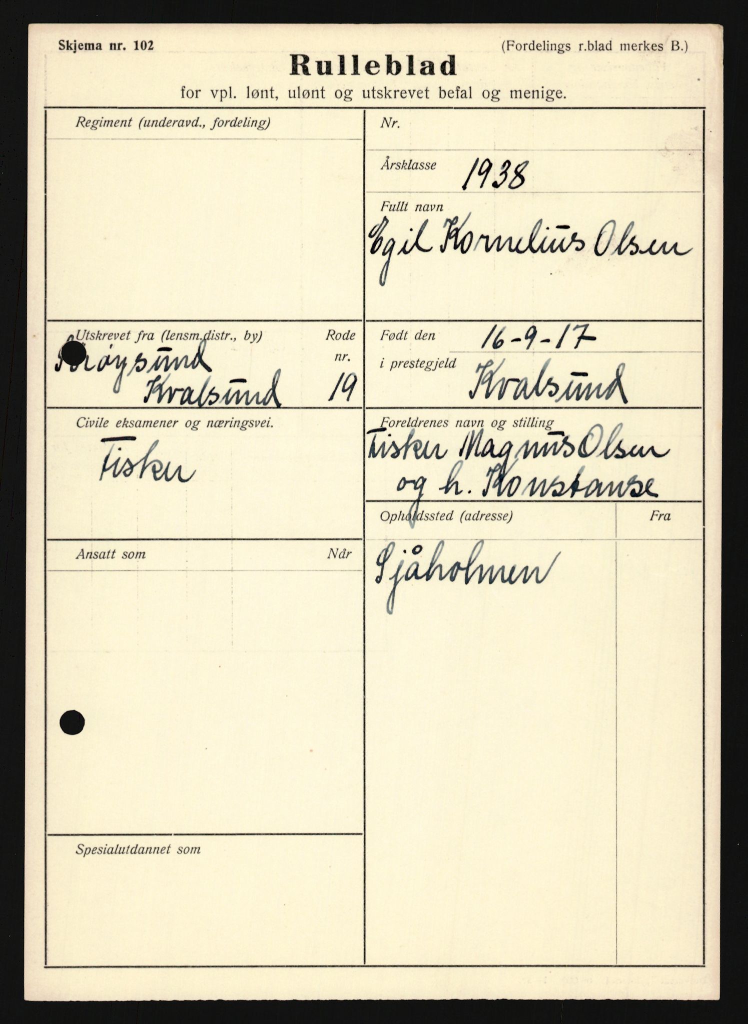 Forsvaret, Troms infanteriregiment nr. 16, AV/RA-RAFA-3146/P/Pa/L0022: Rulleblad for regimentets menige mannskaper, årsklasse 1938, 1938, p. 1225