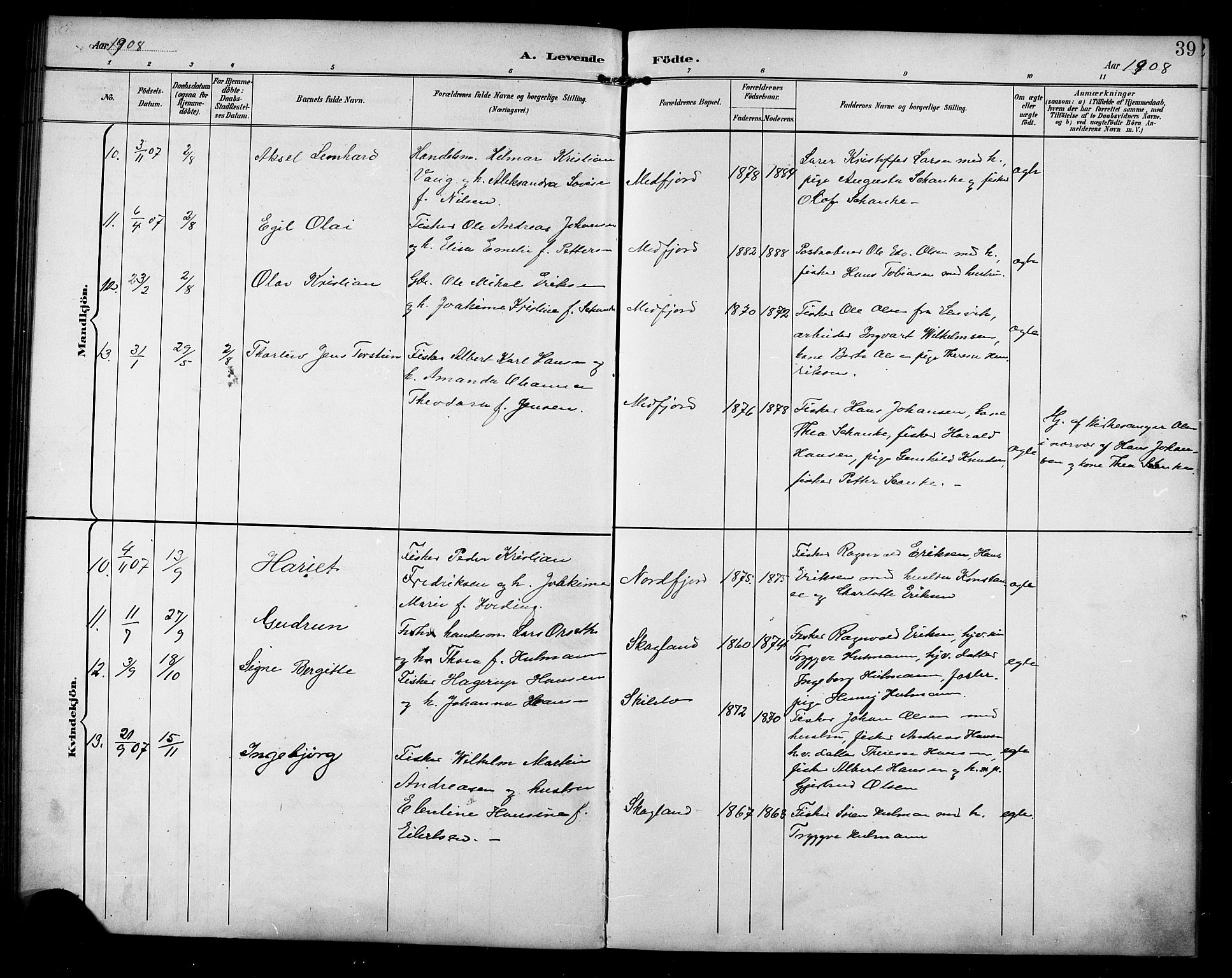 Berg sokneprestkontor, SATØ/S-1318/G/Ga/Gab/L0005klokker: Parish register (copy) no. 5, 1898-1911, p. 39
