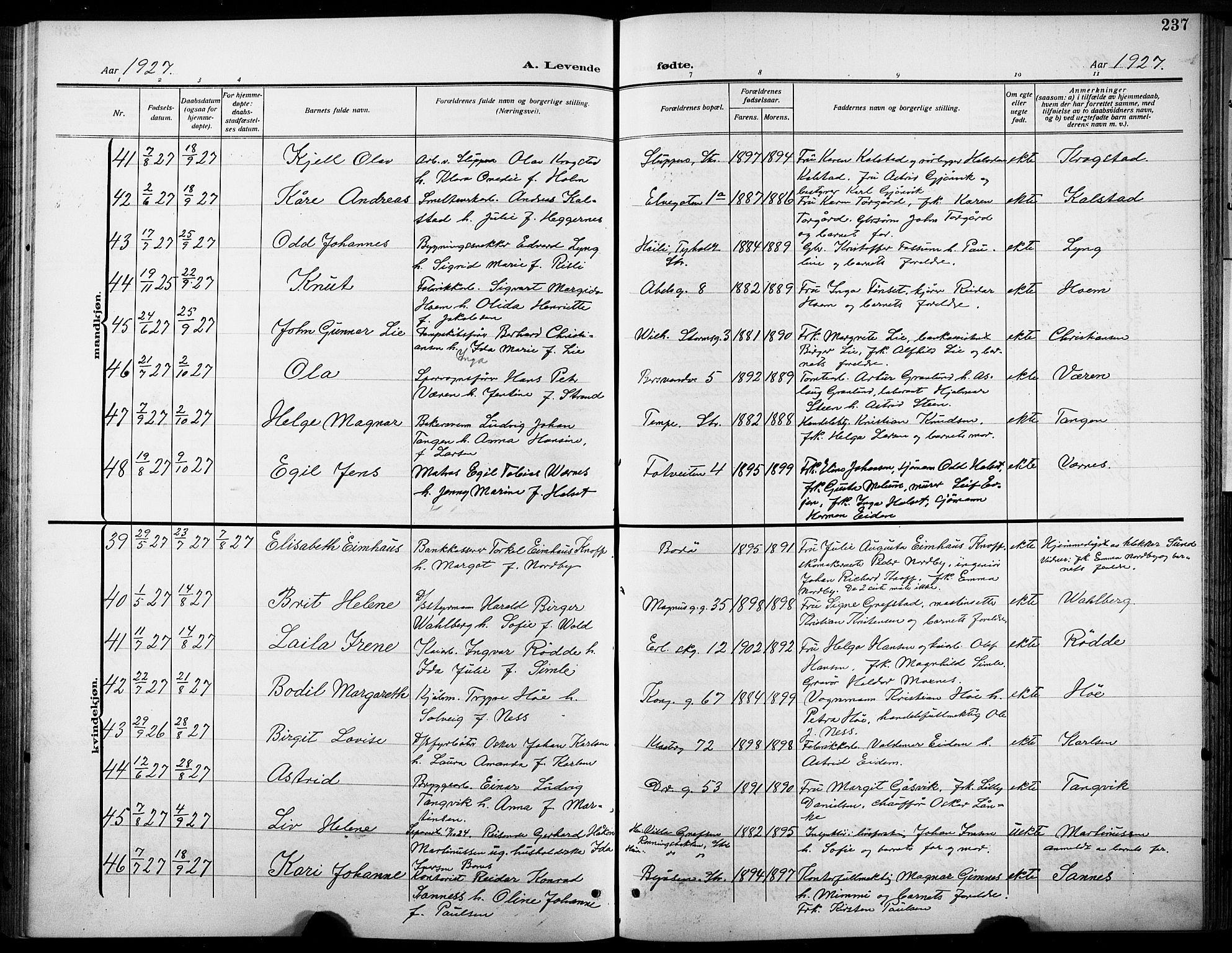 Ministerialprotokoller, klokkerbøker og fødselsregistre - Sør-Trøndelag, SAT/A-1456/601/L0096: Parish register (copy) no. 601C14, 1911-1931, p. 237