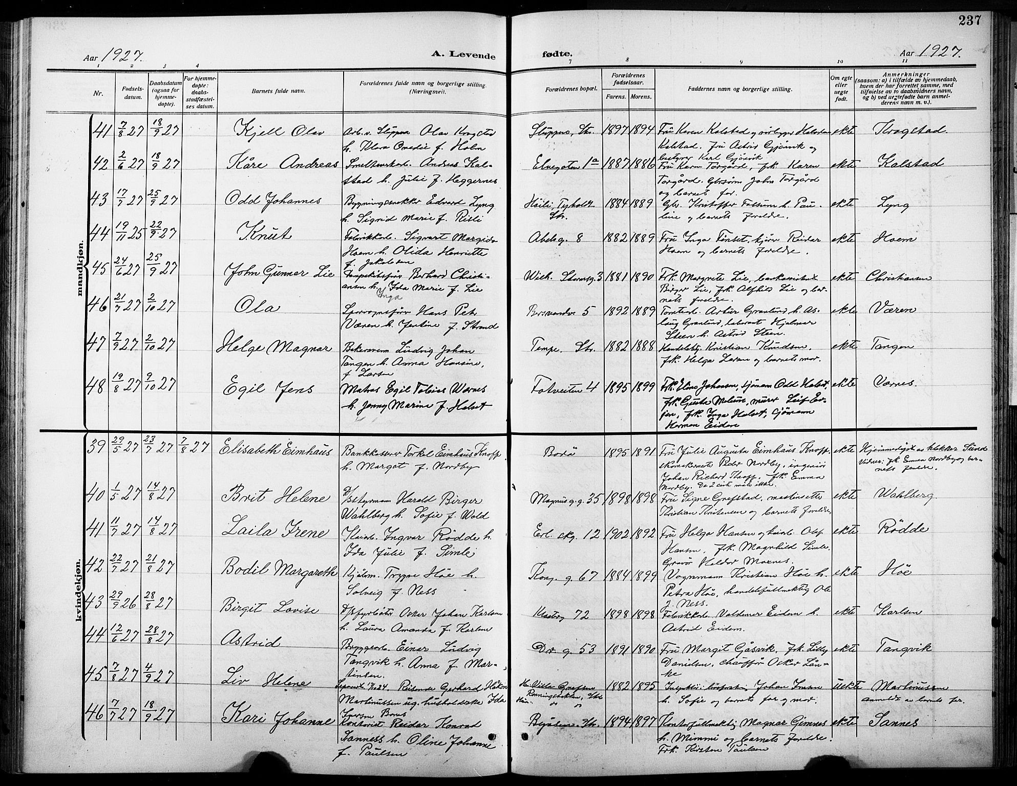Ministerialprotokoller, klokkerbøker og fødselsregistre - Sør-Trøndelag, AV/SAT-A-1456/601/L0096: Parish register (copy) no. 601C14, 1911-1931, p. 237