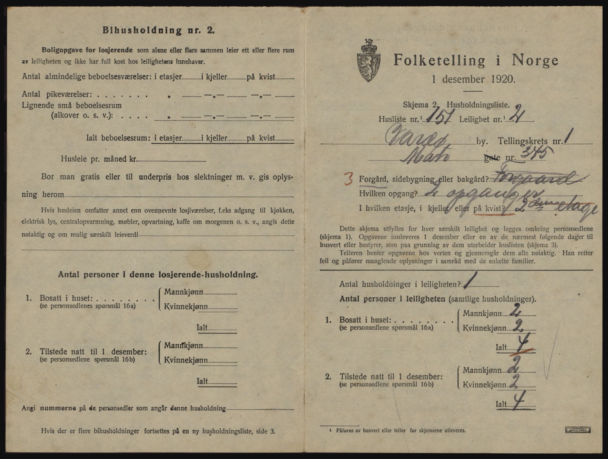 SATØ, 1920 census for Vardø, 1920, p. 1567