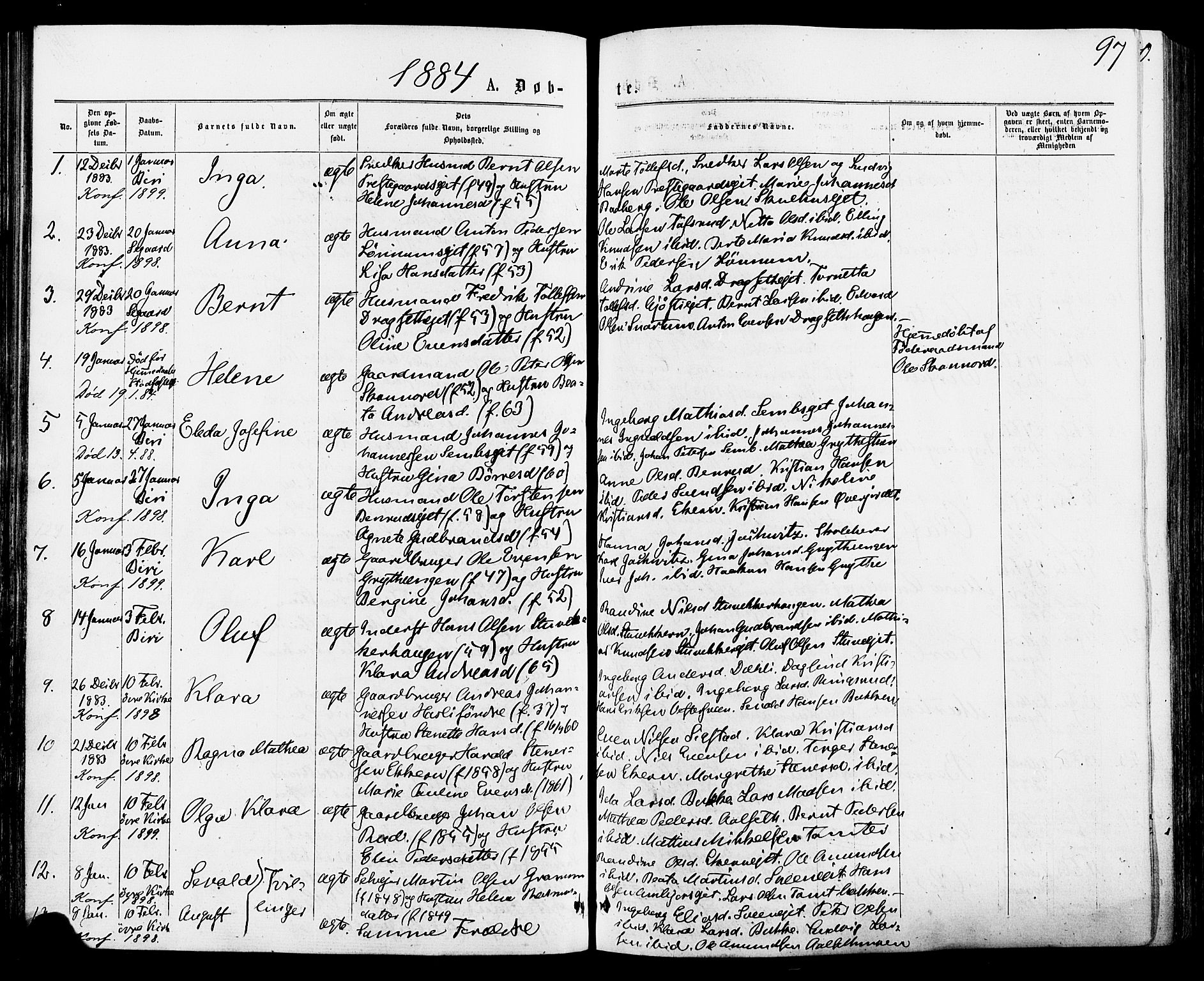 Biri prestekontor, SAH/PREST-096/H/Ha/Haa/L0006: Parish register (official) no. 6, 1877-1886, p. 97