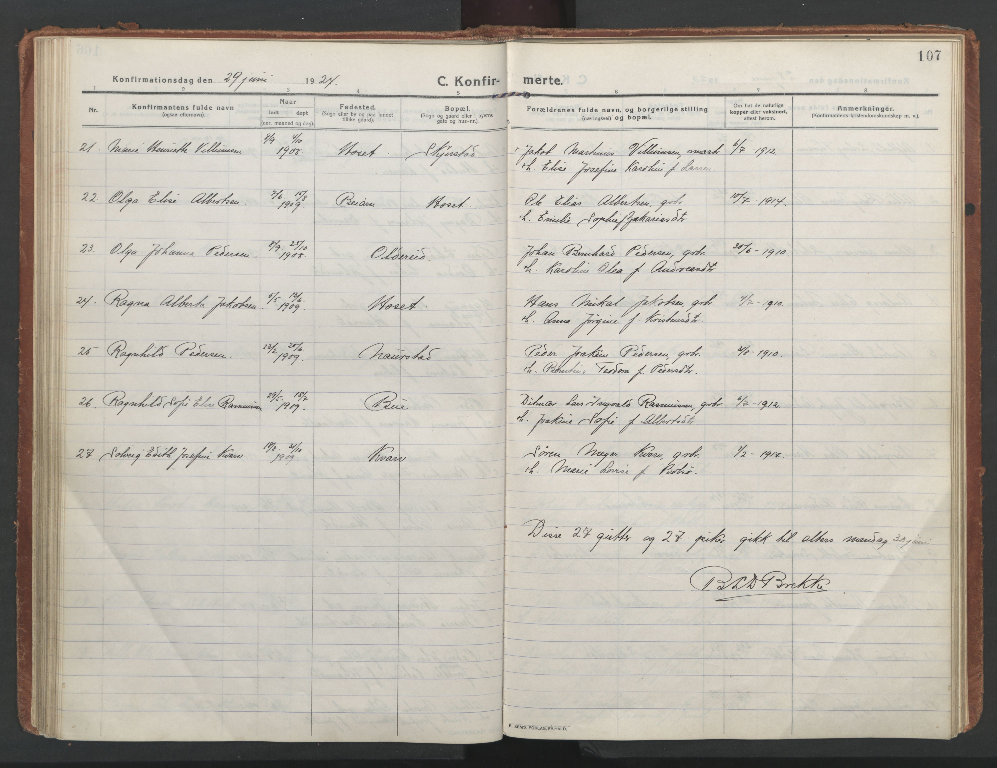 Ministerialprotokoller, klokkerbøker og fødselsregistre - Nordland, AV/SAT-A-1459/852/L0748: Parish register (official) no. 852A18, 1913-1932, p. 107