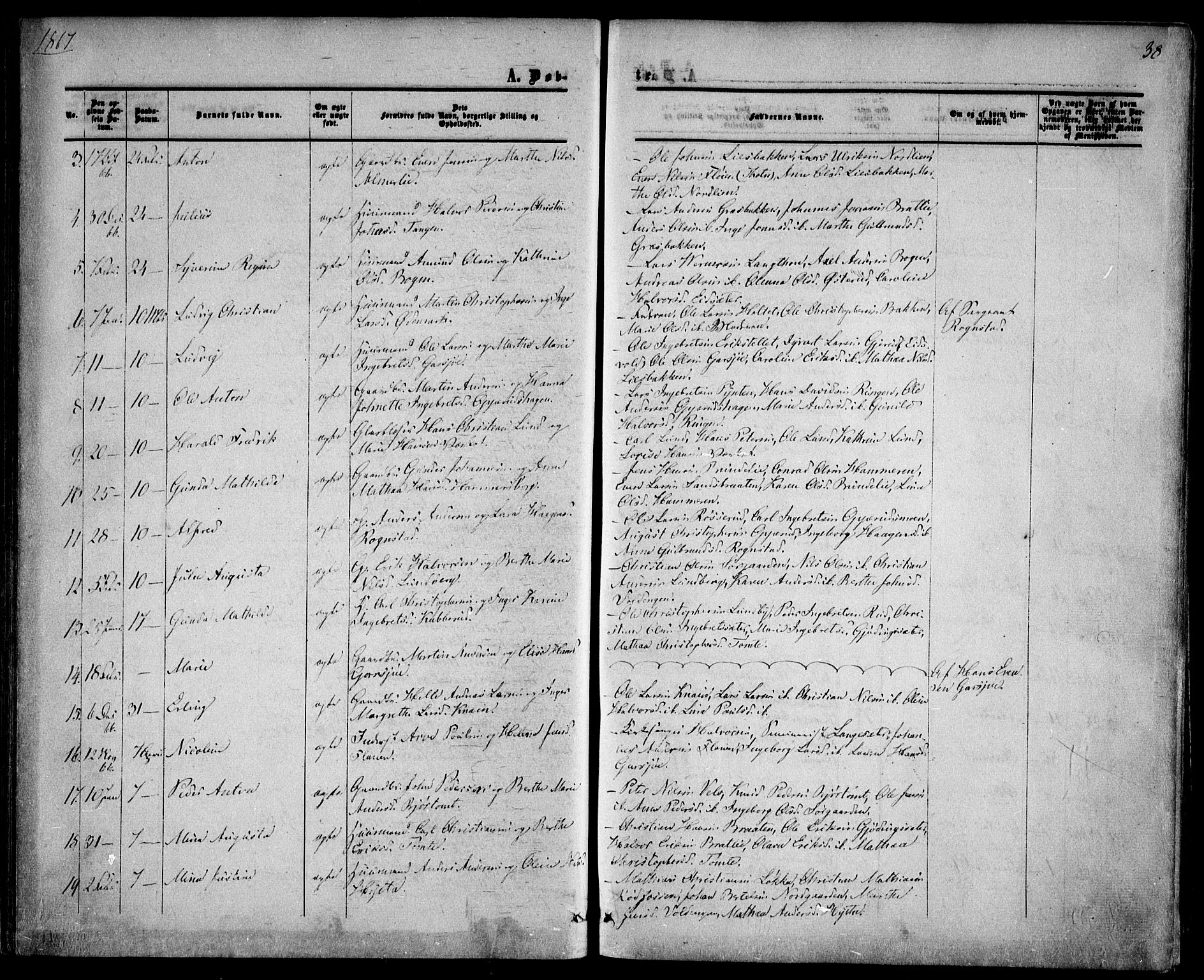 Hurdal prestekontor Kirkebøker, SAO/A-10889/F/Fa/L0006: Parish register (official) no. I 6, 1860-1877, p. 38