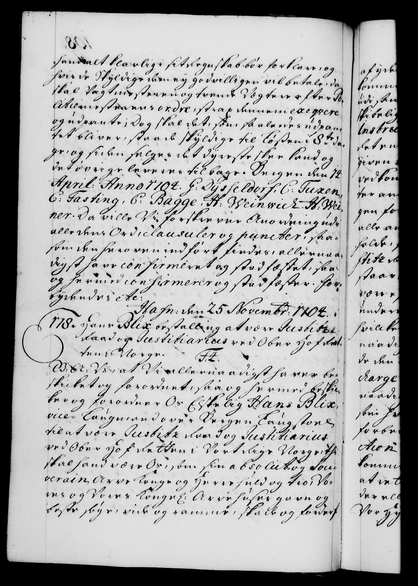 Danske Kanselli 1572-1799, AV/RA-EA-3023/F/Fc/Fca/Fcaa/L0019: Norske registre, 1704-1707, p. 108b