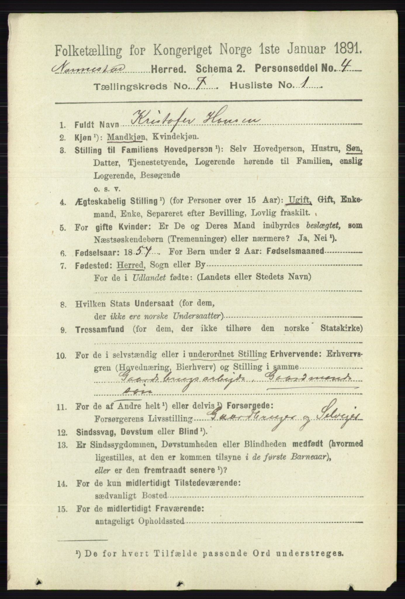 RA, 1891 census for 0238 Nannestad, 1891, p. 3744