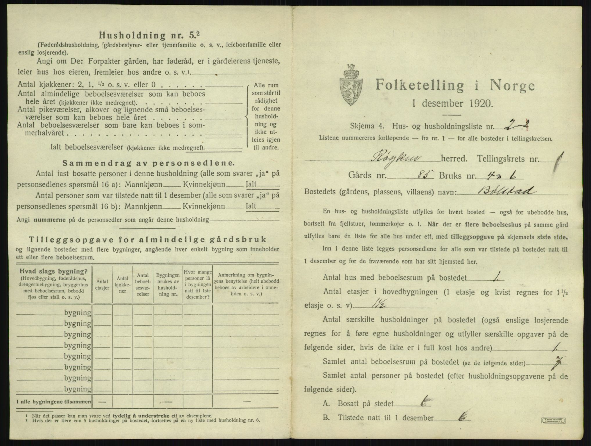 SAKO, 1920 census for Røyken, 1920, p. 44