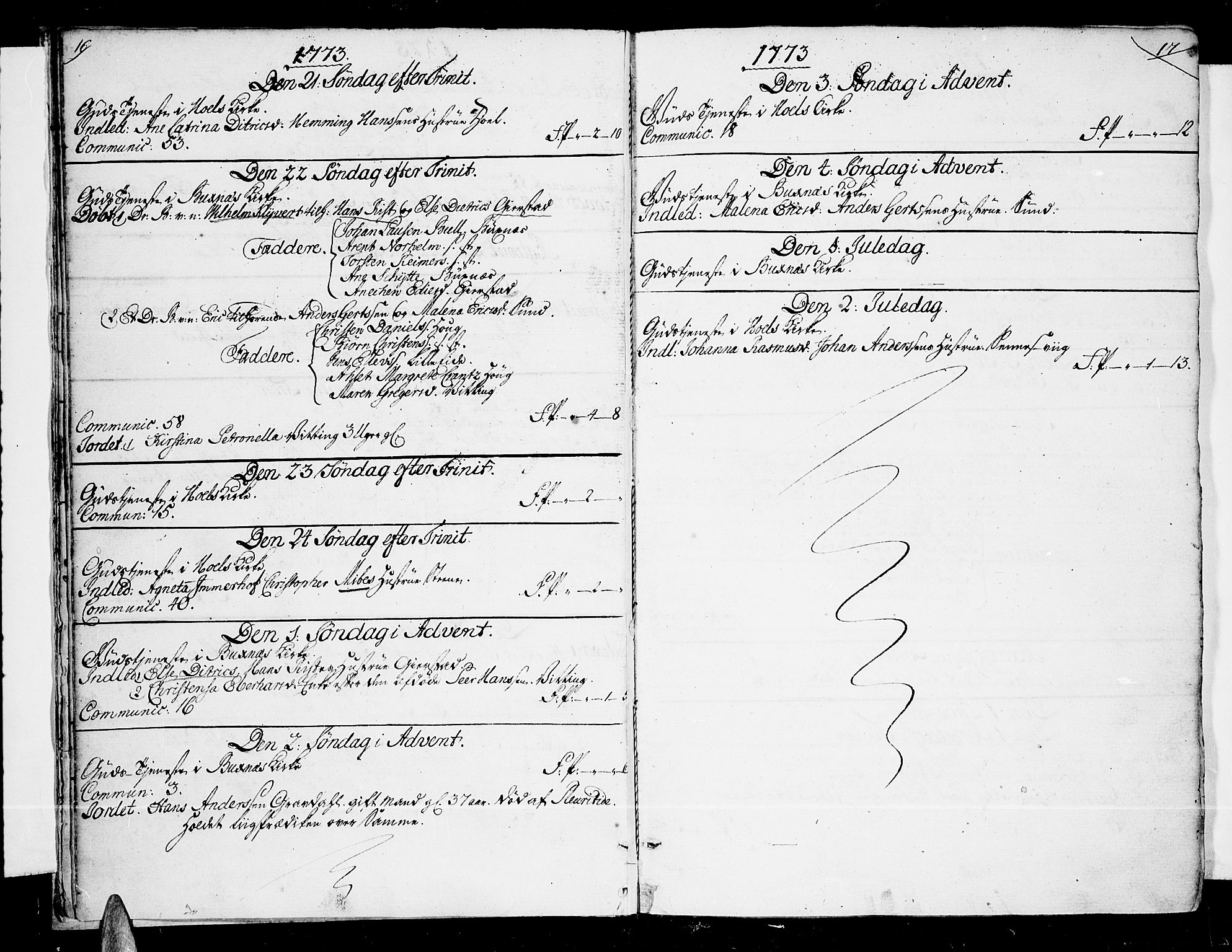 Ministerialprotokoller, klokkerbøker og fødselsregistre - Nordland, AV/SAT-A-1459/881/L1149: Parish register (official) no. 881A02, 1773-1793, p. 16-17