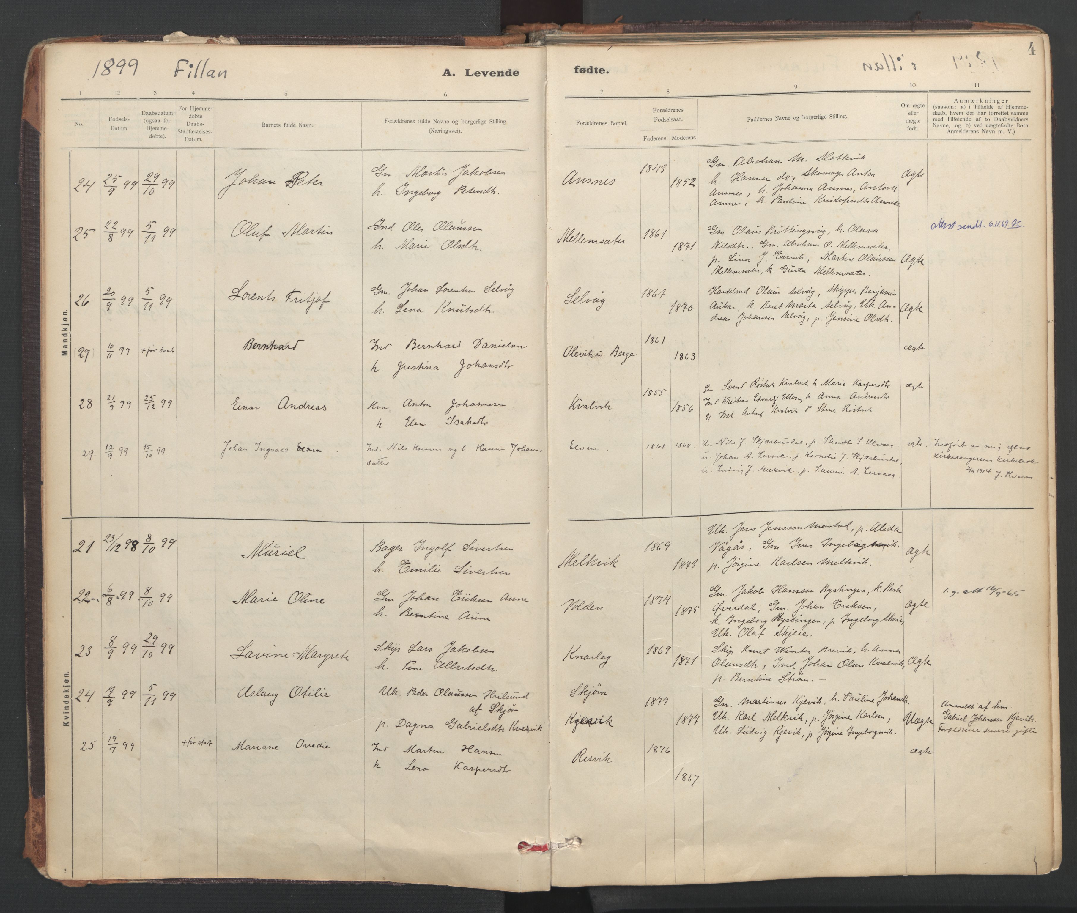 Ministerialprotokoller, klokkerbøker og fødselsregistre - Sør-Trøndelag, SAT/A-1456/637/L0559: Parish register (official) no. 637A02, 1899-1923, p. 4