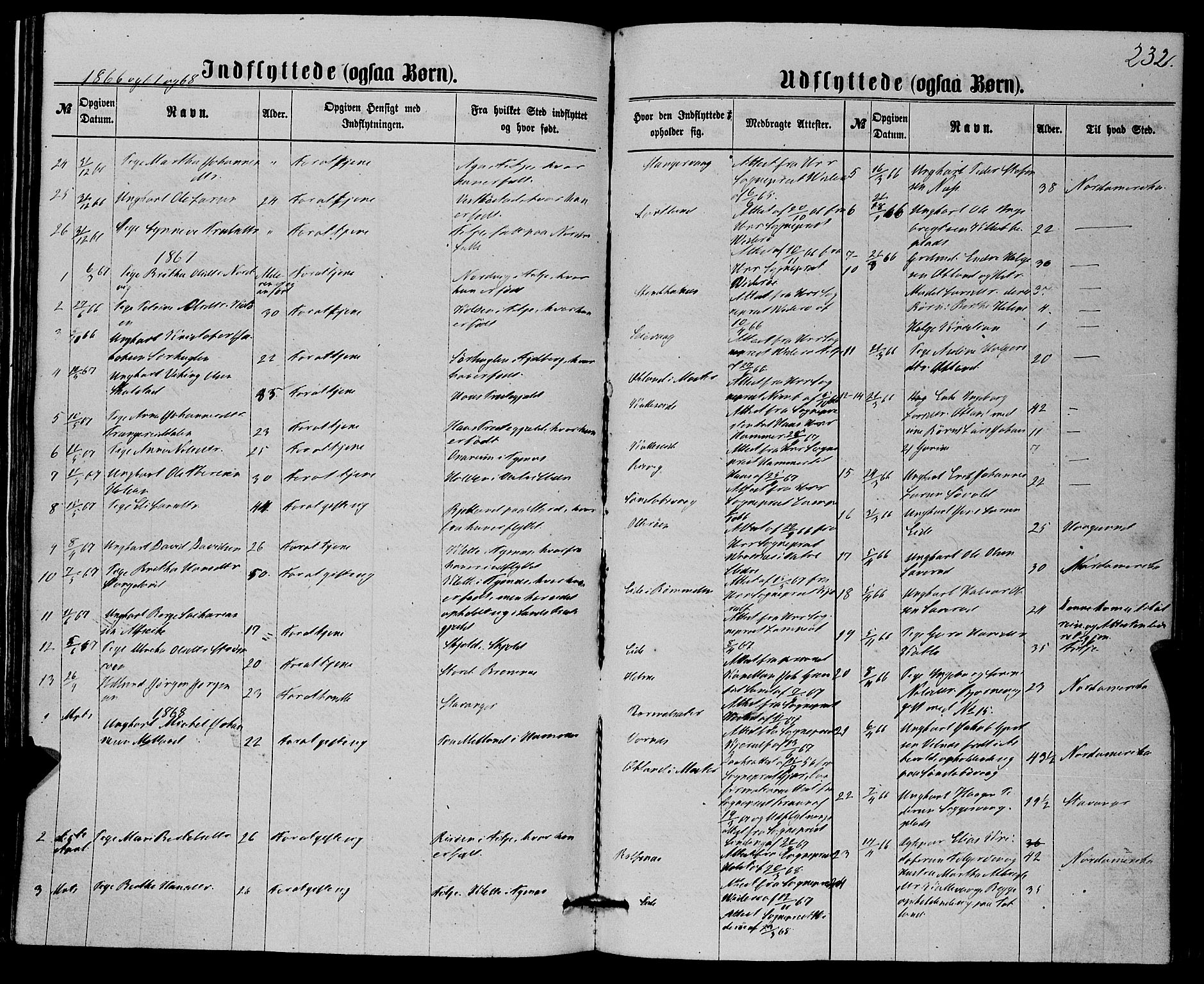 Finnås sokneprestembete, SAB/A-99925/H/Ha/Haa/Haaa/L0008: Parish register (official) no. A 8, 1863-1872, p. 232