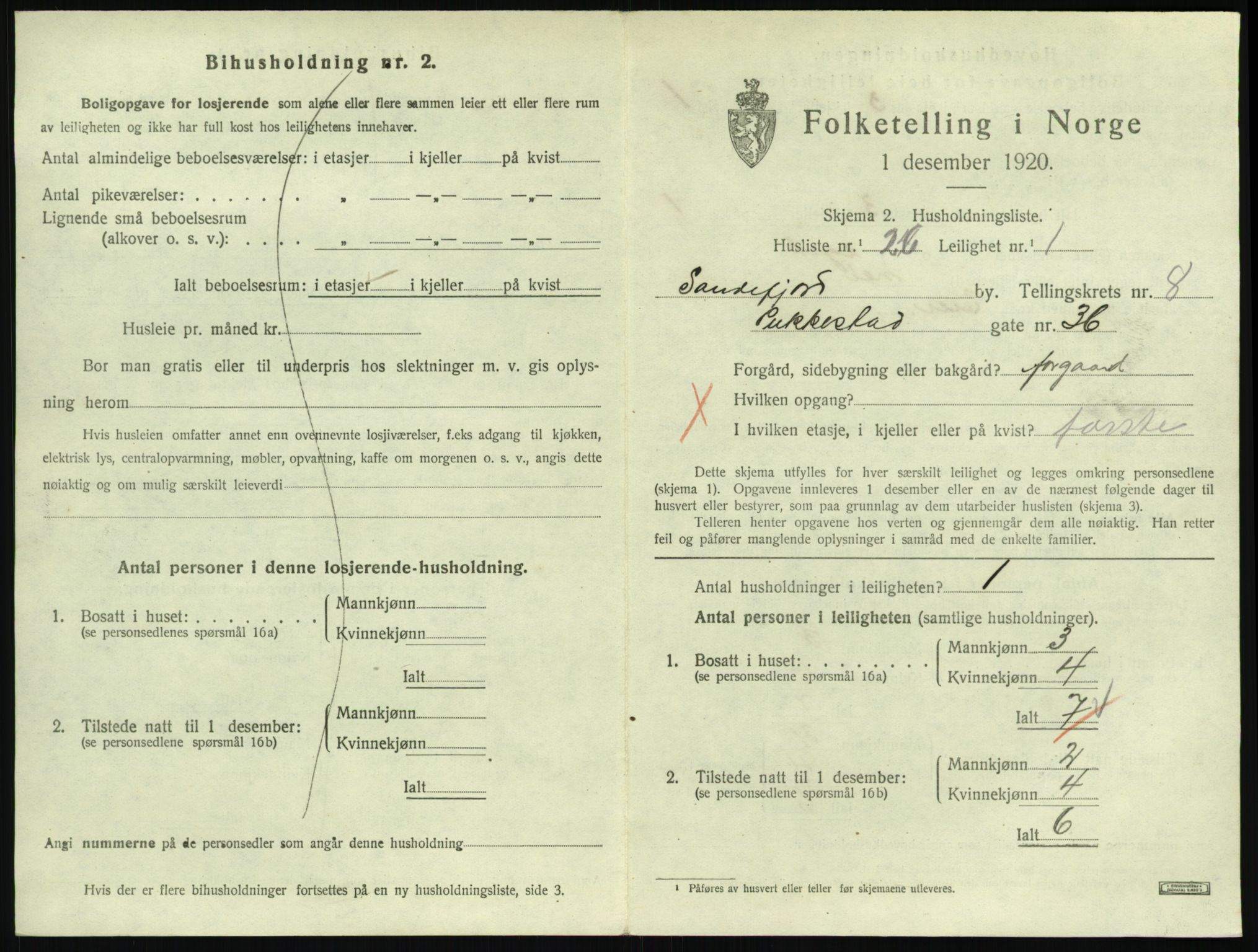 SAKO, 1920 census for Sandefjord, 1920, p. 3320