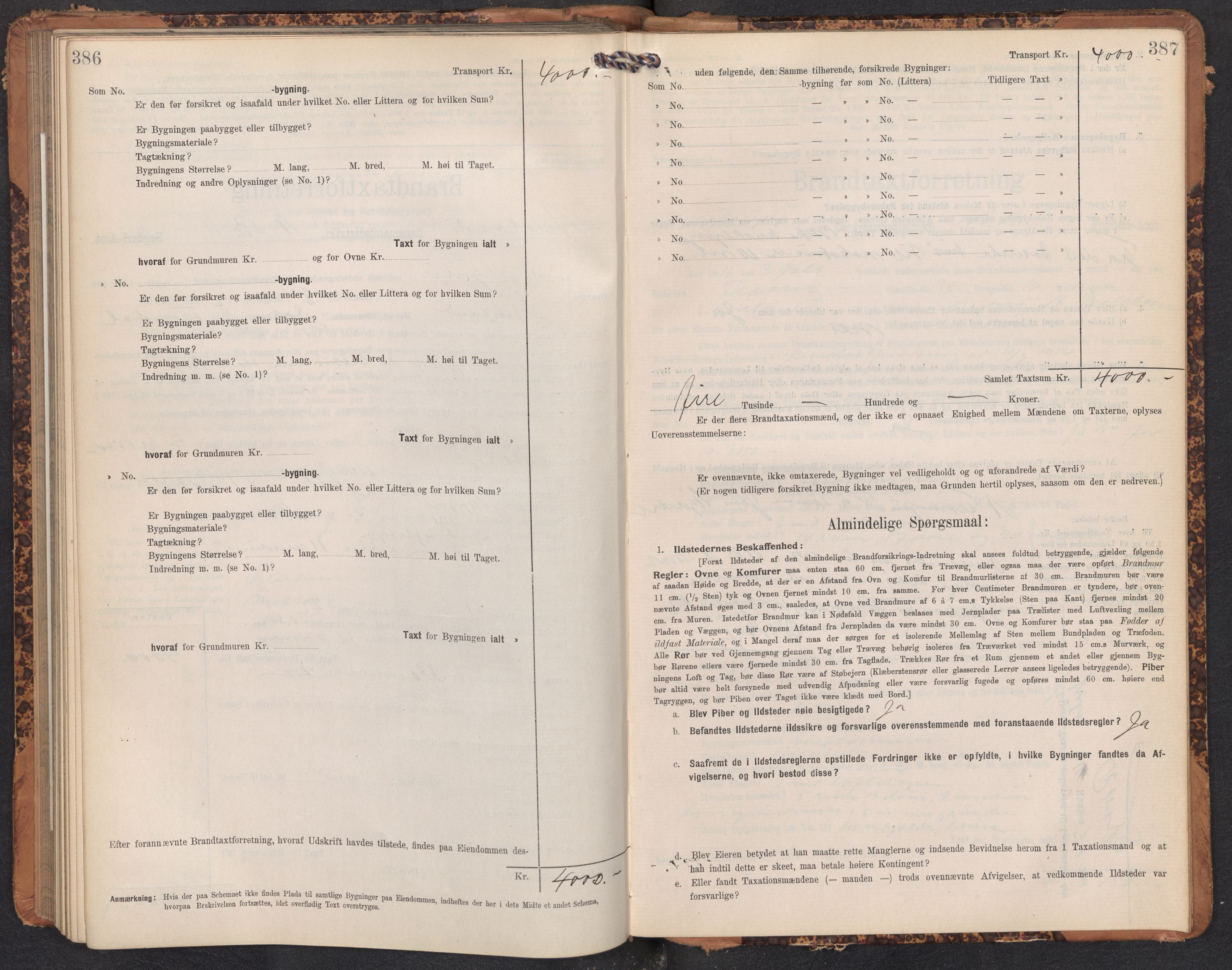 Lensmannen i Aurland, AV/SAB-A-26401/0012/L0005: Branntakstprotokoll, skjematakst, 1909-1916, p. 386-387