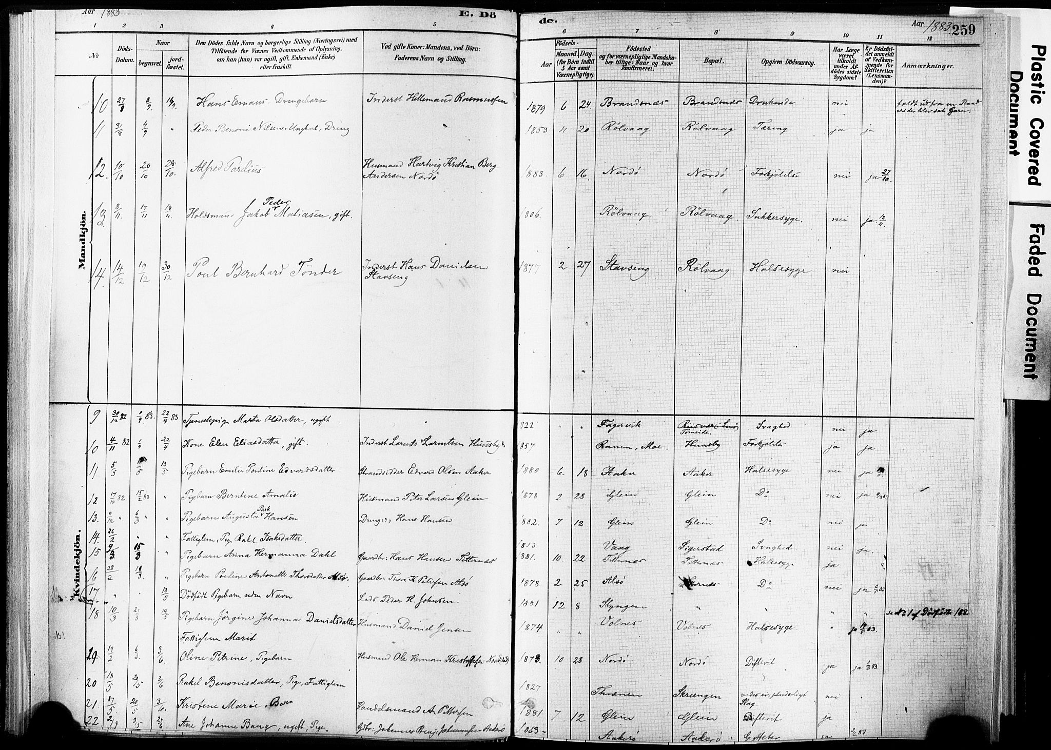 Ministerialprotokoller, klokkerbøker og fødselsregistre - Nordland, AV/SAT-A-1459/835/L0526: Parish register (official) no. 835A03II, 1881-1910, p. 259