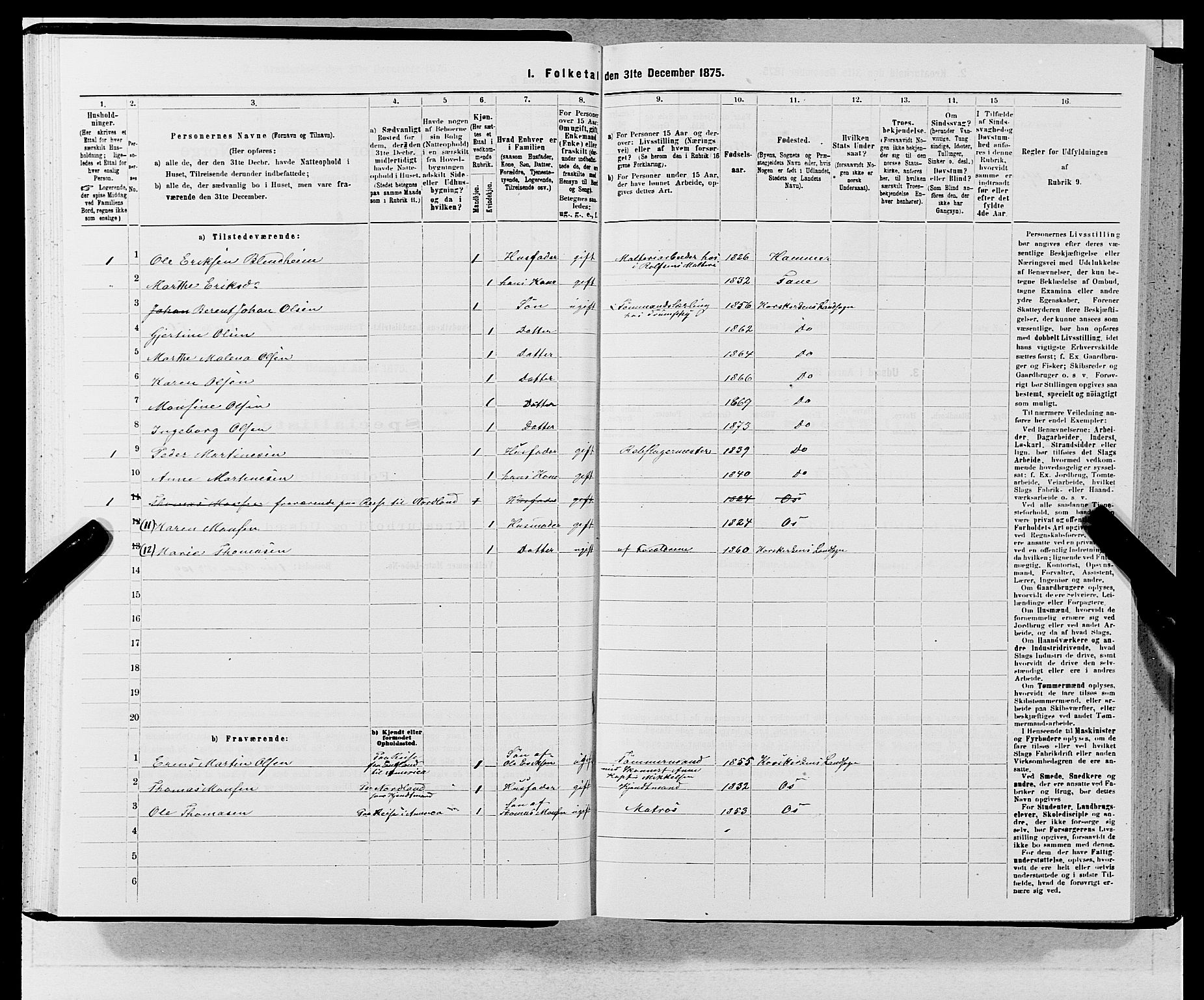 SAB, 1875 census for 1281L Bergen landdistrikt/Domkirken and Sandviken, 1875, p. 122