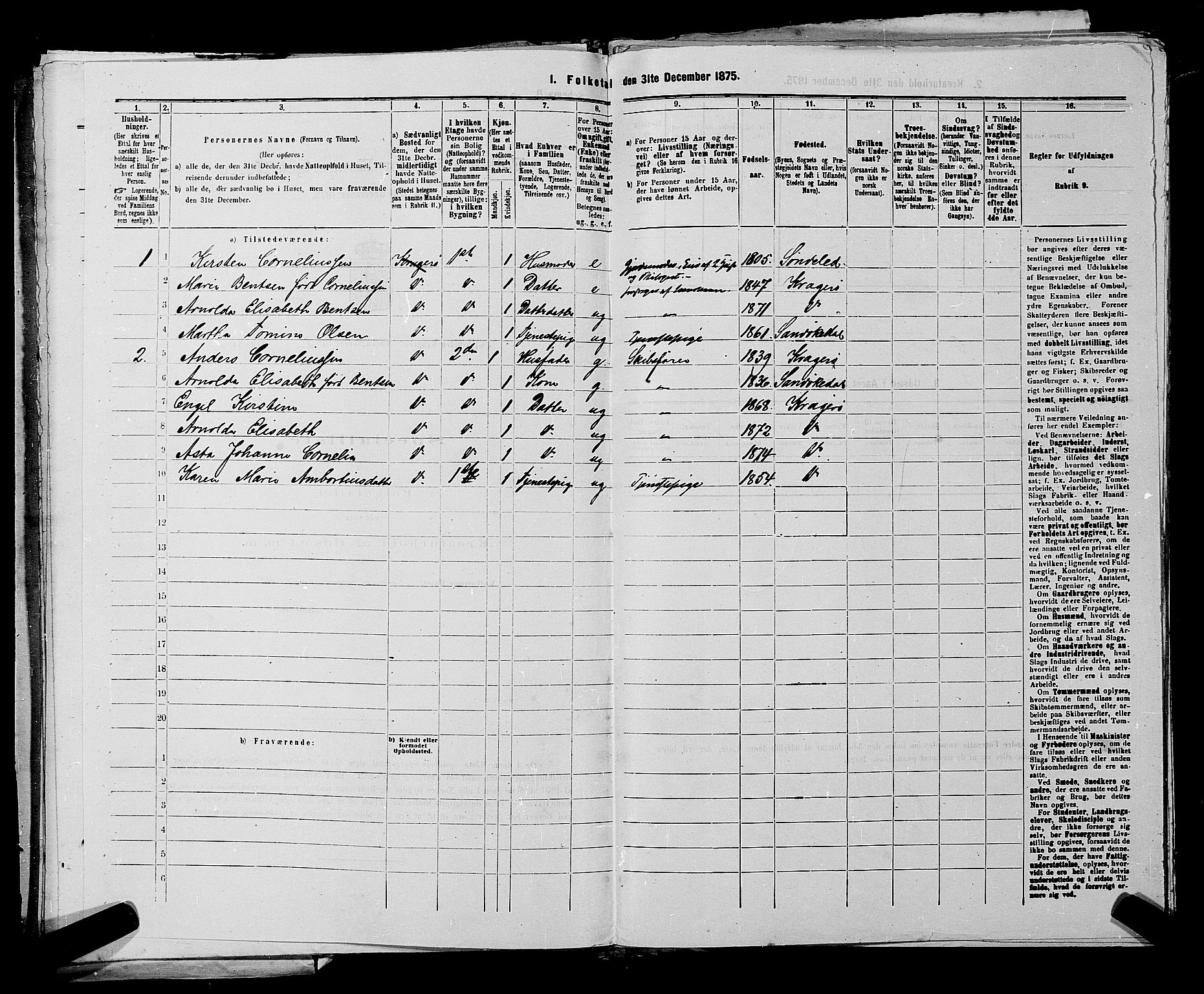 SAKO, 1875 census for 0801P Kragerø, 1875, p. 173