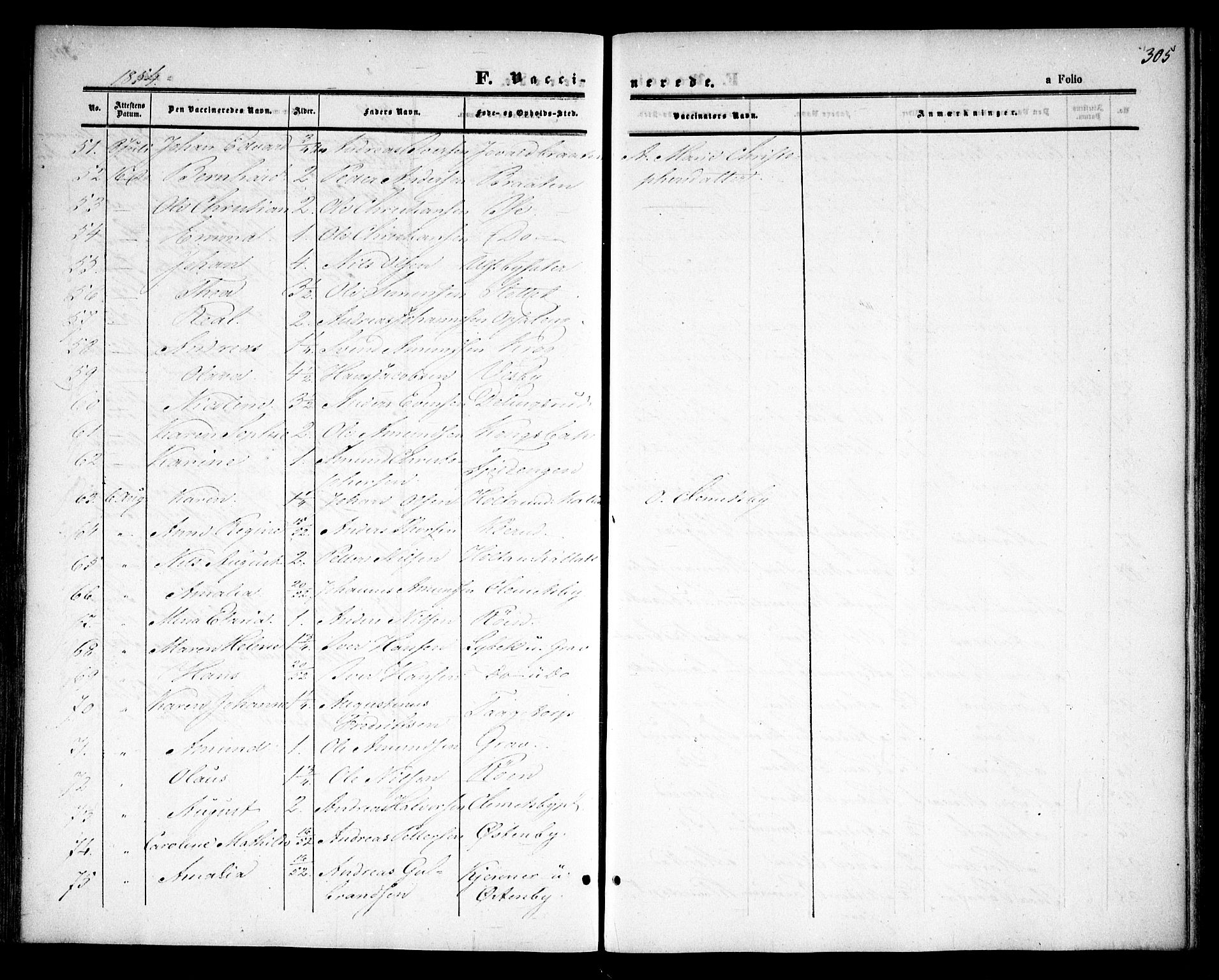 Rødenes prestekontor Kirkebøker, AV/SAO-A-2005/F/Fa/L0006: Parish register (official) no. I 6, 1850-1859, p. 305