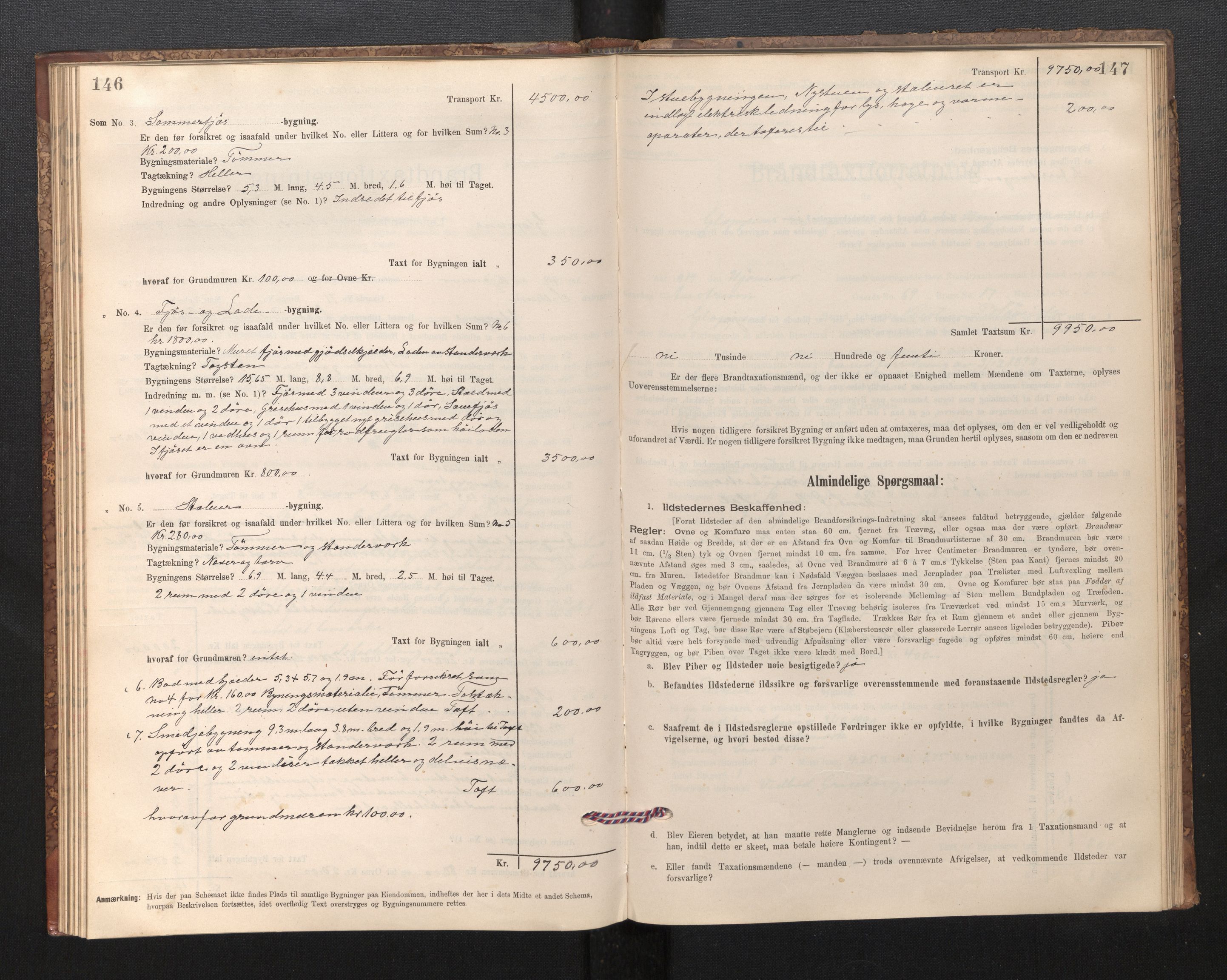 Lensmannen i Gloppen og Breim, SAB/A-27801/0012/L0003: Branntakstprotokoll, skjematakst, 1894-1931, p. 146-147