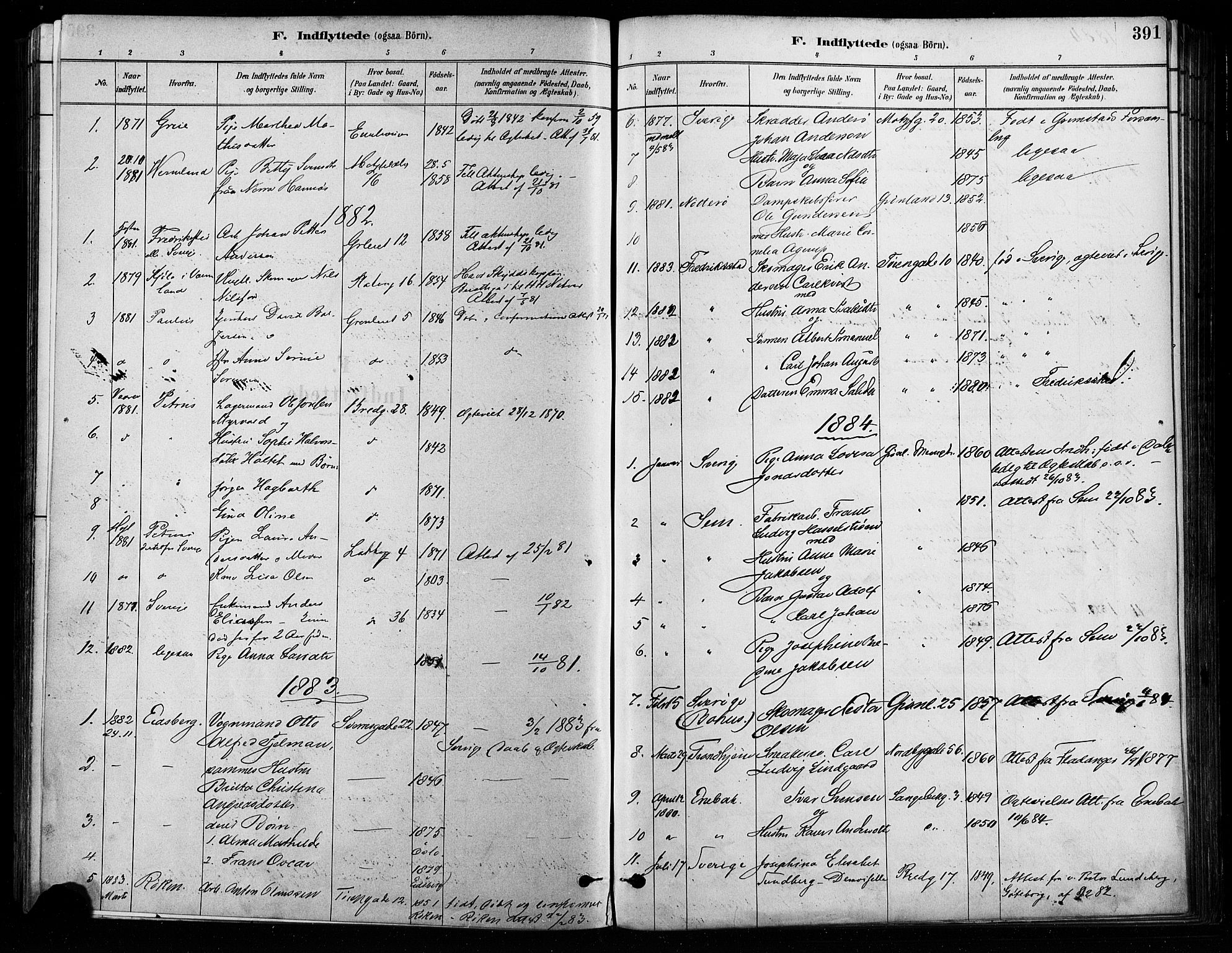 Grønland prestekontor Kirkebøker, AV/SAO-A-10848/F/Fa/L0008: Parish register (official) no. 8, 1881-1893, p. 391