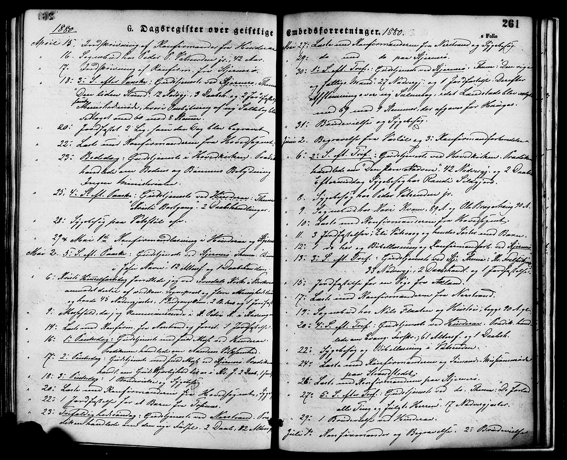 Nedstrand sokneprestkontor, SAST/A-101841/01/IV: Parish register (official) no. A 11, 1877-1887, p. 261