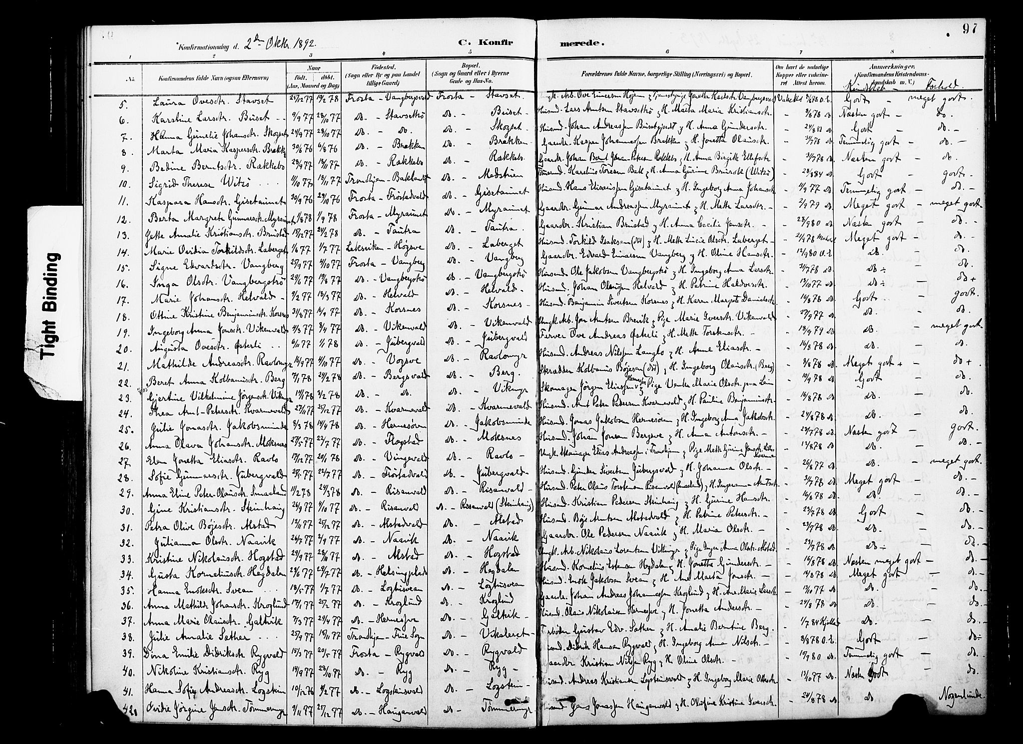 Ministerialprotokoller, klokkerbøker og fødselsregistre - Nord-Trøndelag, SAT/A-1458/713/L0121: Parish register (official) no. 713A10, 1888-1898, p. 97