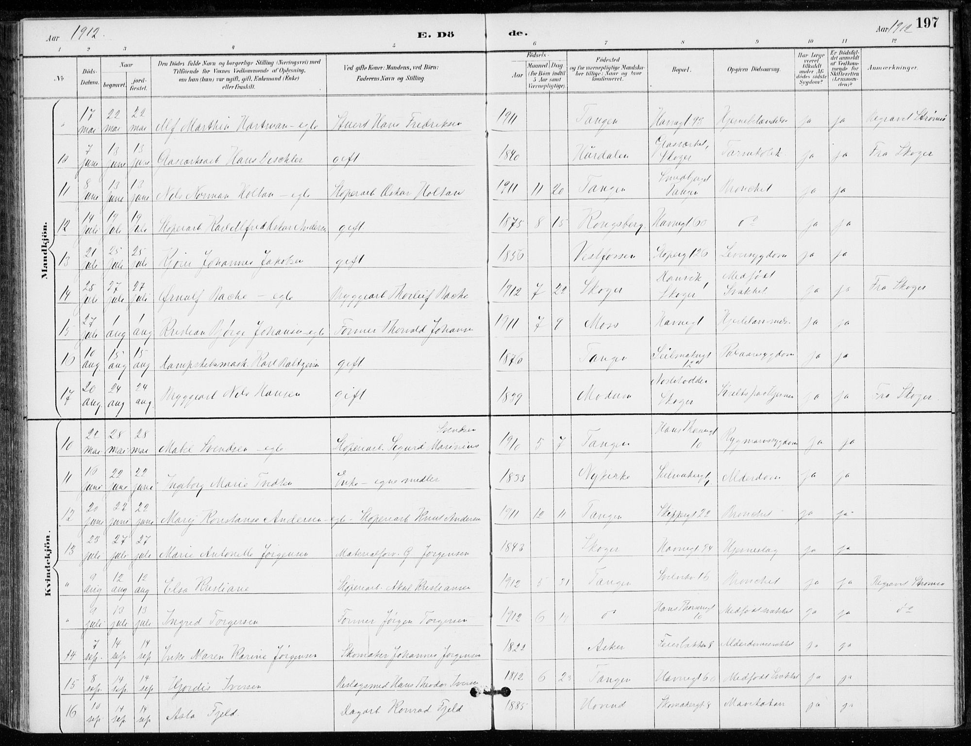 Strømsø kirkebøker, SAKO/A-246/F/Fb/L0007: Parish register (official) no. II 7, 1887-1928, p. 197