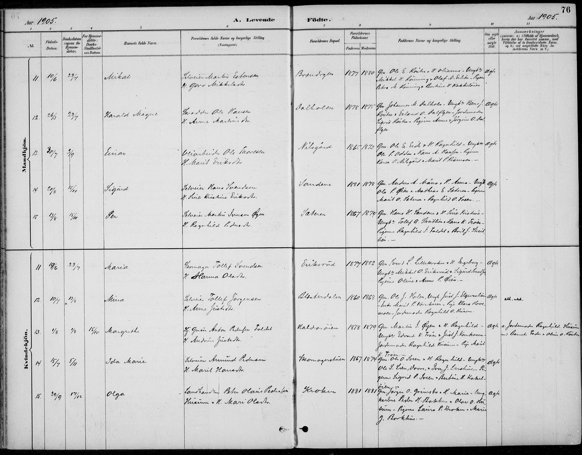 Alvdal prestekontor, AV/SAH-PREST-060/H/Ha/Haa/L0003: Parish register (official) no. 3, 1886-1912, p. 76