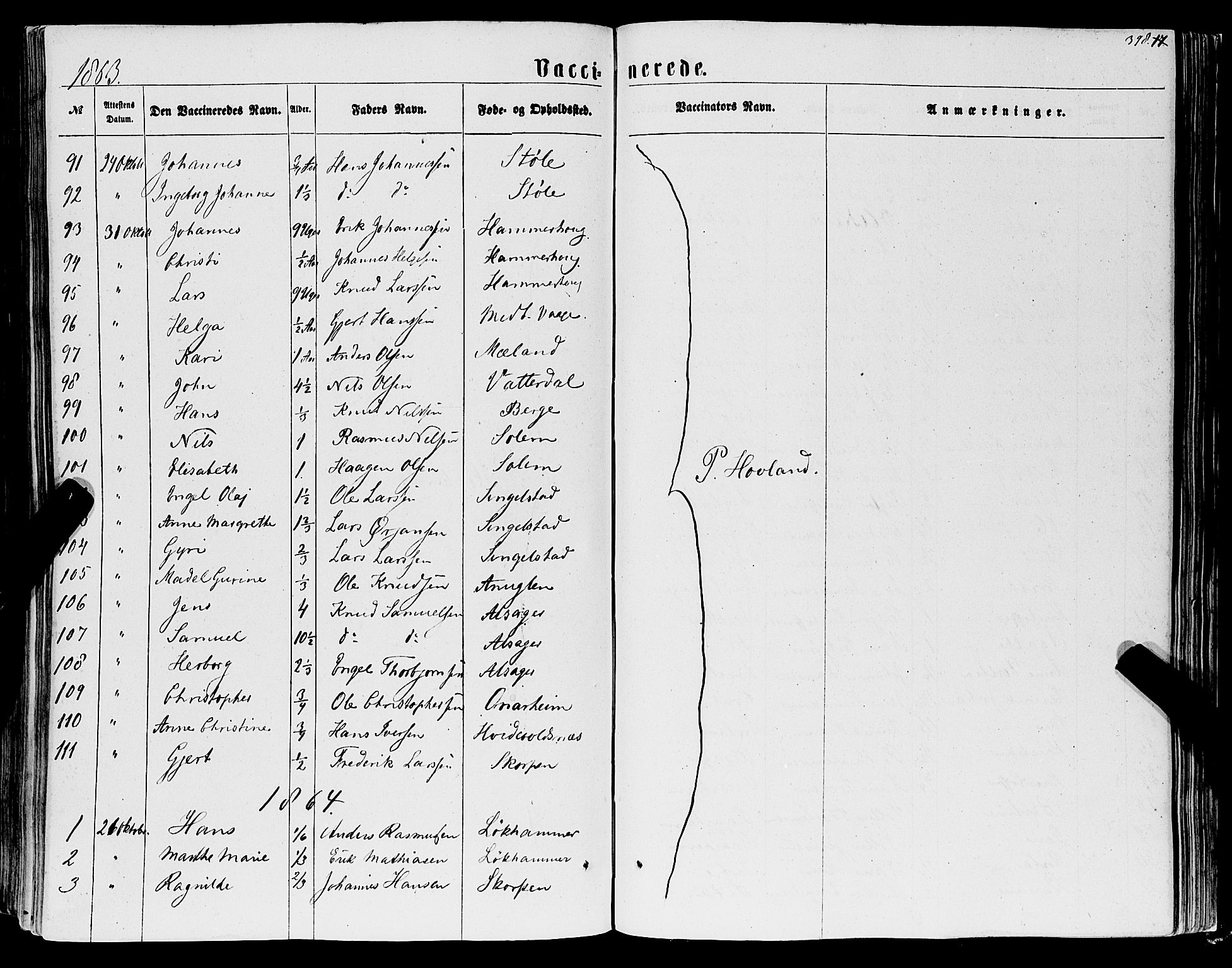 Tysnes sokneprestembete, AV/SAB-A-78601/H/Haa: Parish register (official) no. A 11, 1860-1871, p. 398