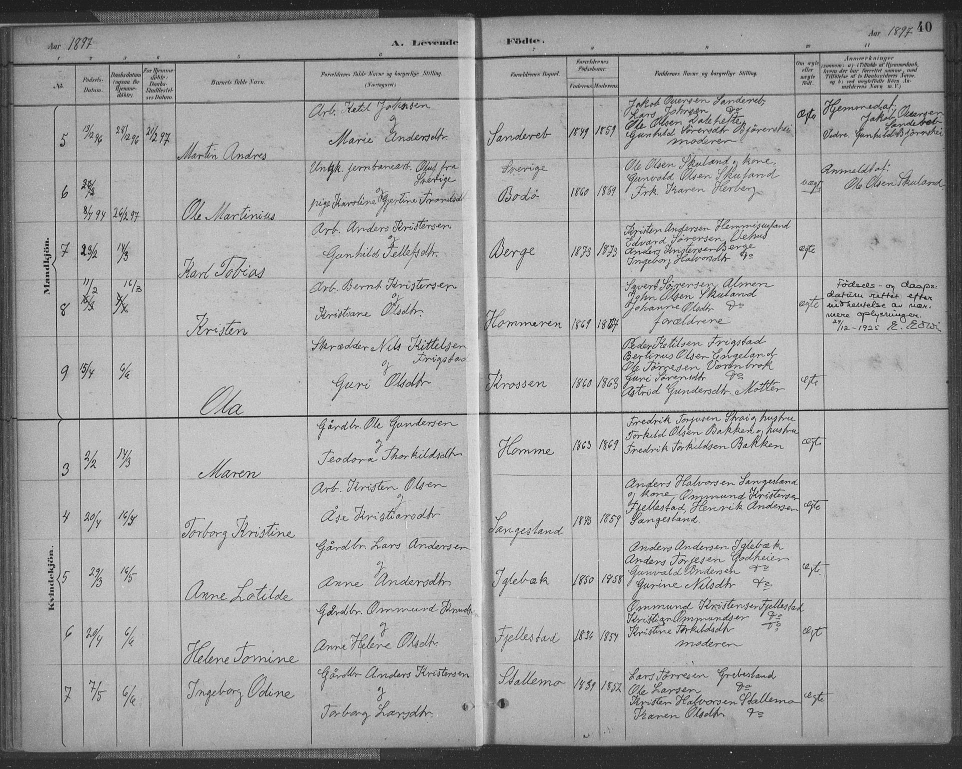 Vennesla sokneprestkontor, AV/SAK-1111-0045/Fa/Fac/L0009: Parish register (official) no. A 9, 1884-1901, p. 40