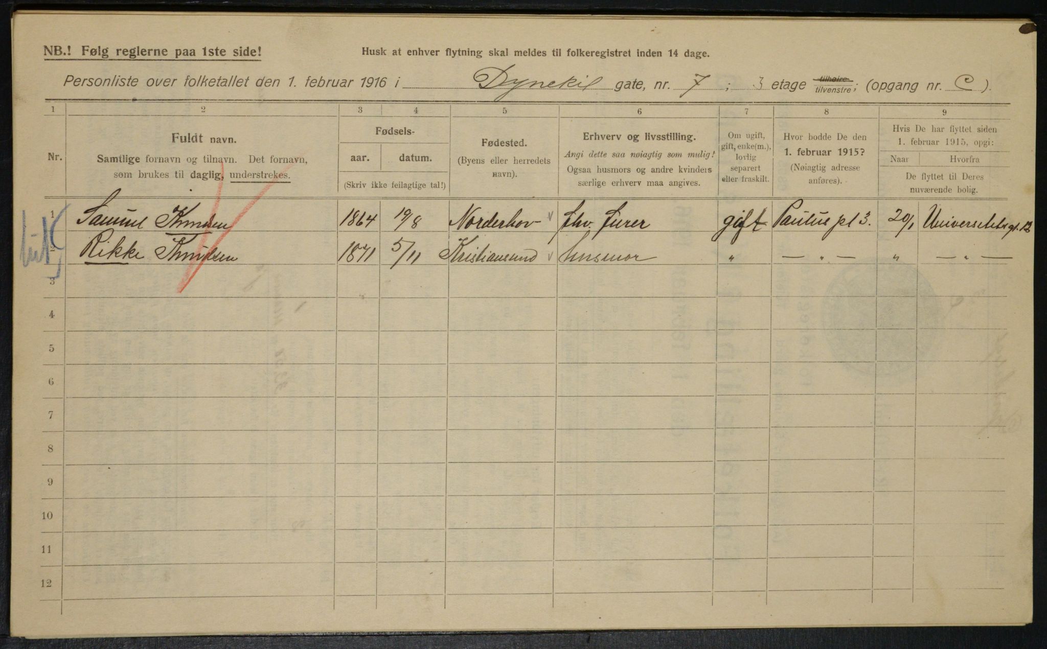 OBA, Municipal Census 1916 for Kristiania, 1916, p. 17629