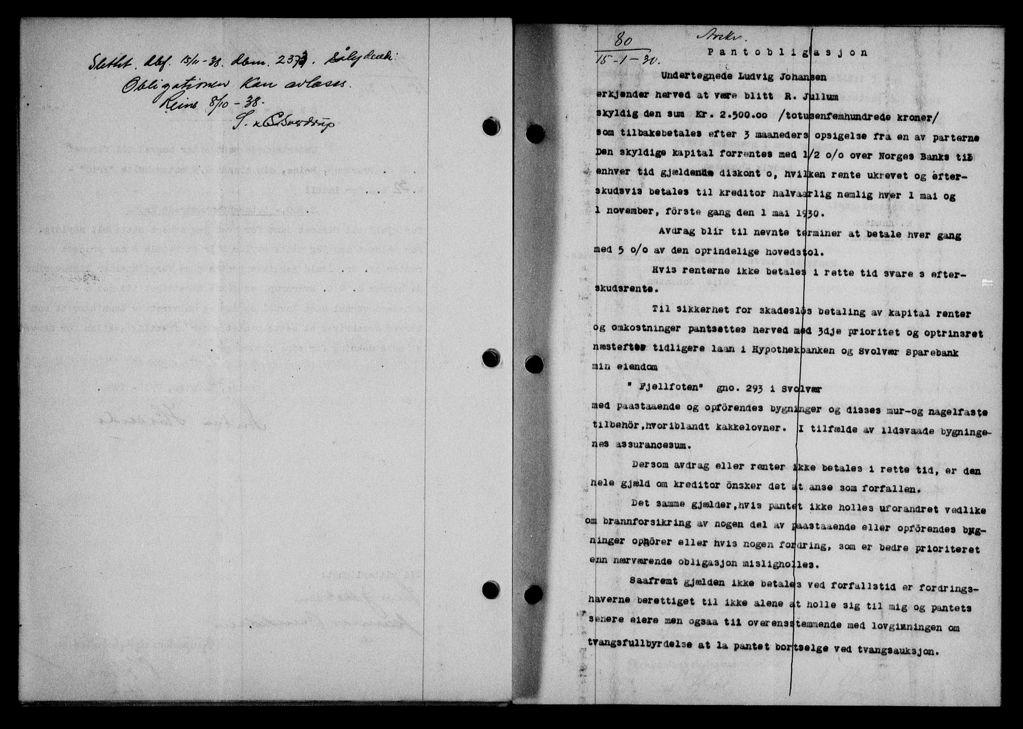 Lofoten sorenskriveri, SAT/A-0017/1/2/2C/L0021b: Mortgage book no. 21b, 1930-1930, Deed date: 15.01.1930