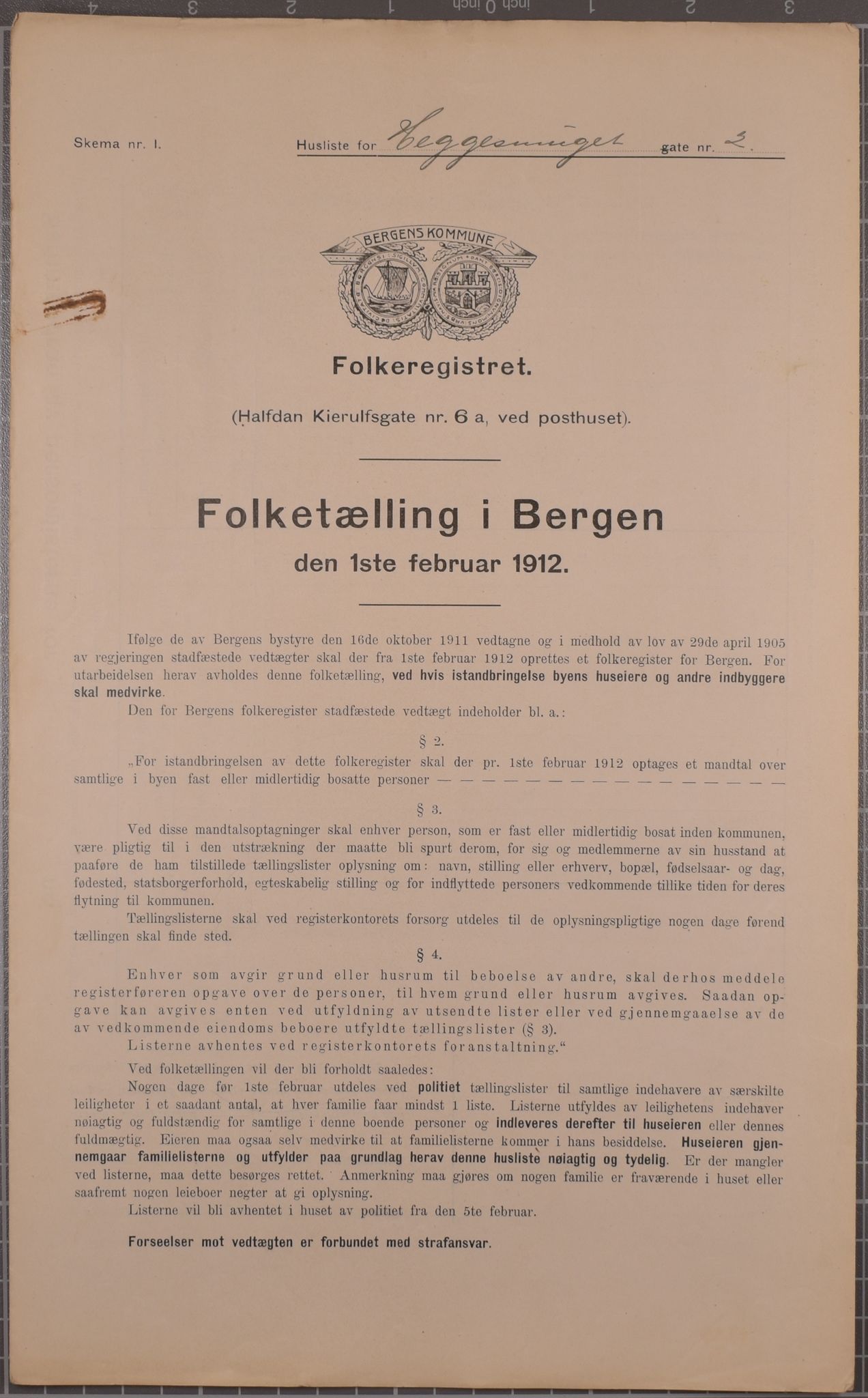 SAB, Municipal Census 1912 for Bergen, 1912, p. 1930