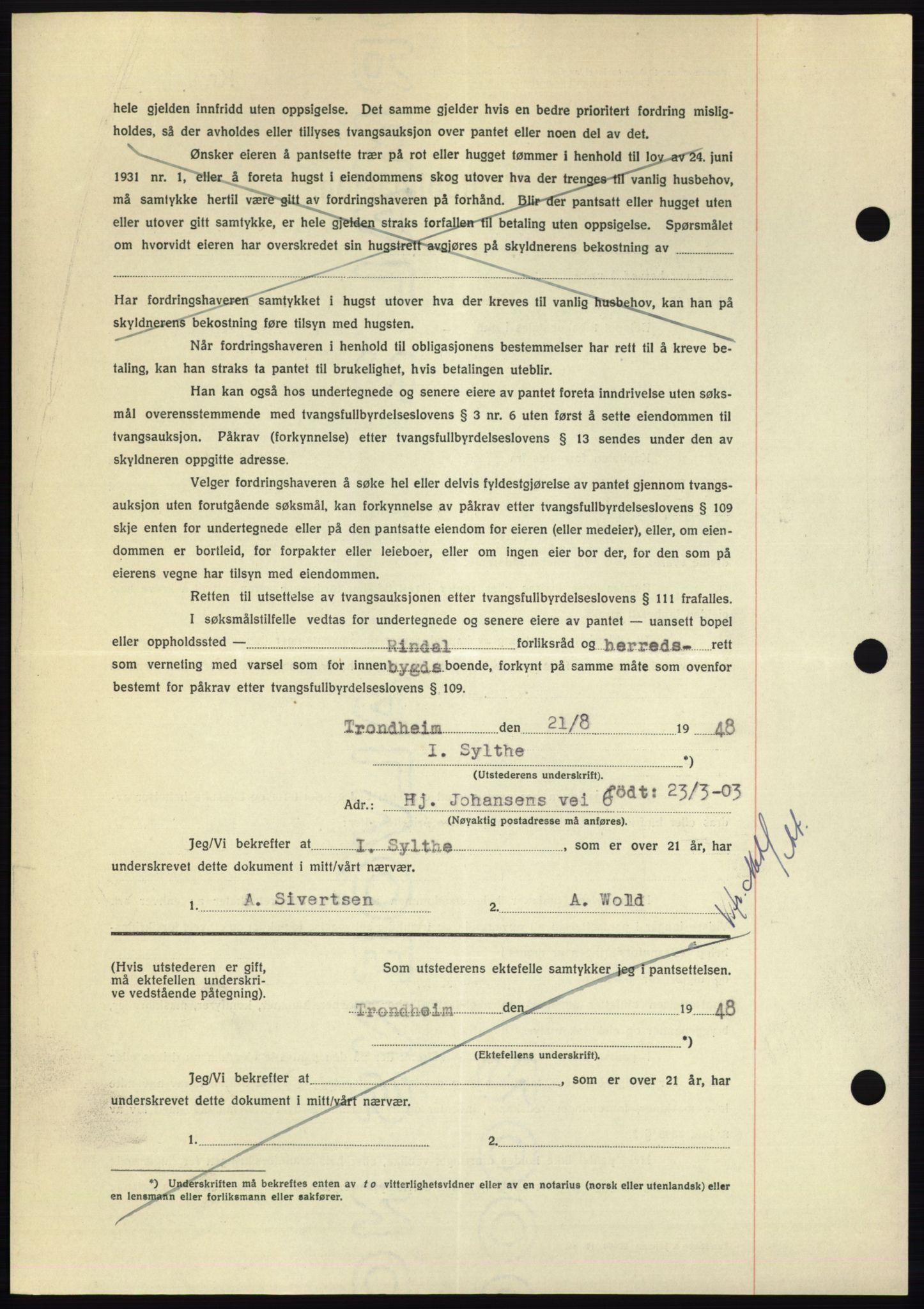 Nordmøre sorenskriveri, AV/SAT-A-4132/1/2/2Ca: Mortgage book no. B99, 1948-1948, Diary no: : 2415/1948