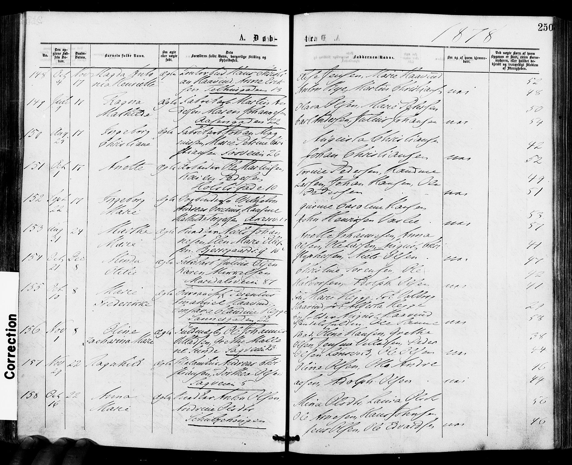 Gamle Aker prestekontor Kirkebøker, AV/SAO-A-10617a/F/L0004: Parish register (official) no. 4, 1872-1879, p. 250