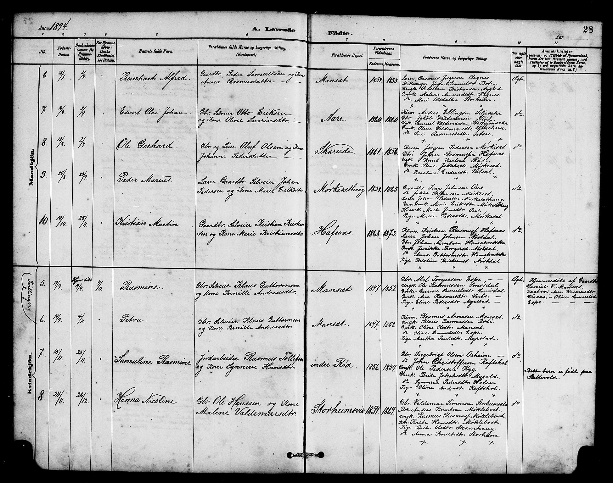 Eid sokneprestembete, AV/SAB-A-82301/H/Hab/Habc/L0002: Parish register (copy) no. C 2, 1887-1906, p. 28