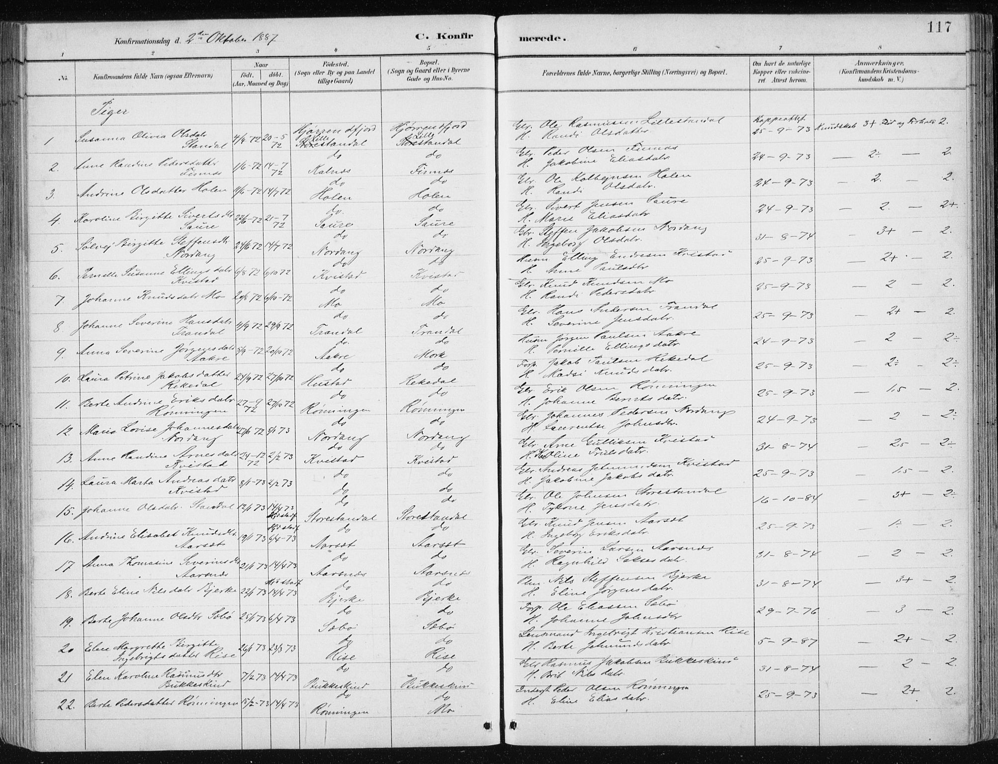 Ministerialprotokoller, klokkerbøker og fødselsregistre - Møre og Romsdal, AV/SAT-A-1454/515/L0215: Parish register (copy) no. 515C02, 1884-1906, p. 117