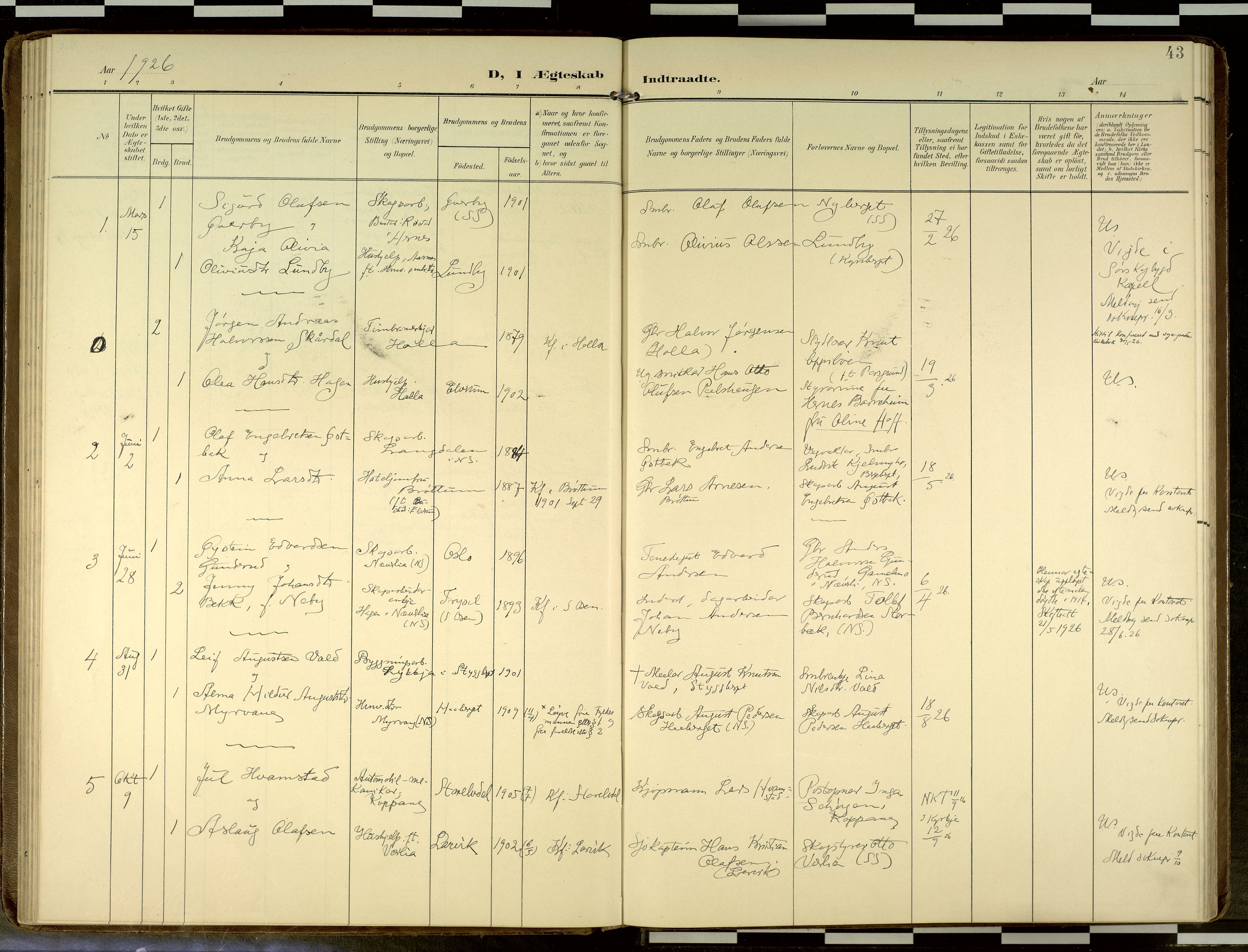 Elverum prestekontor, SAH/PREST-044/H/Ha/Haa/L0019: Parish register (official) no. 19, 1903-1926, p. 43