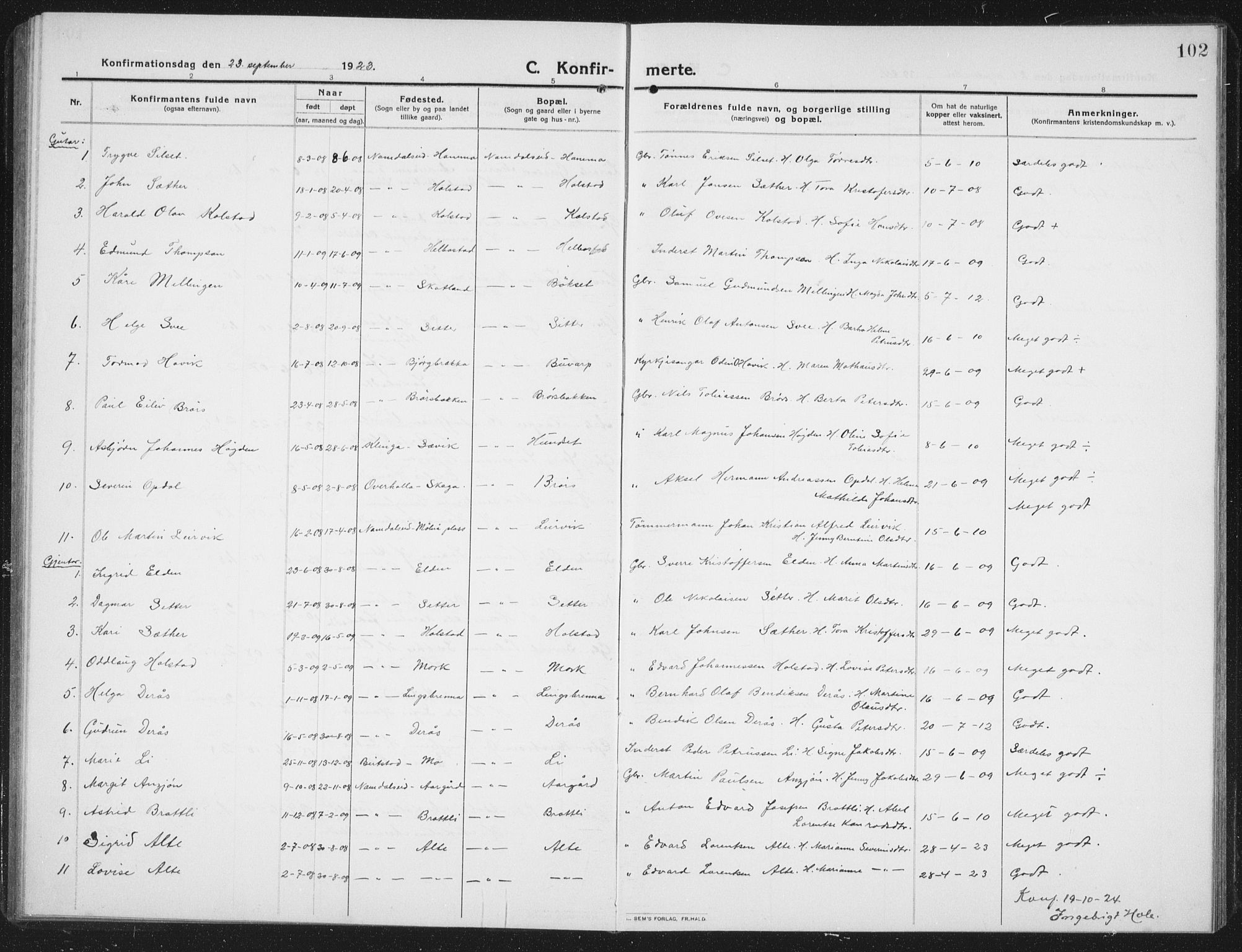 Ministerialprotokoller, klokkerbøker og fødselsregistre - Nord-Trøndelag, SAT/A-1458/742/L0413: Parish register (copy) no. 742C04, 1911-1938, p. 102