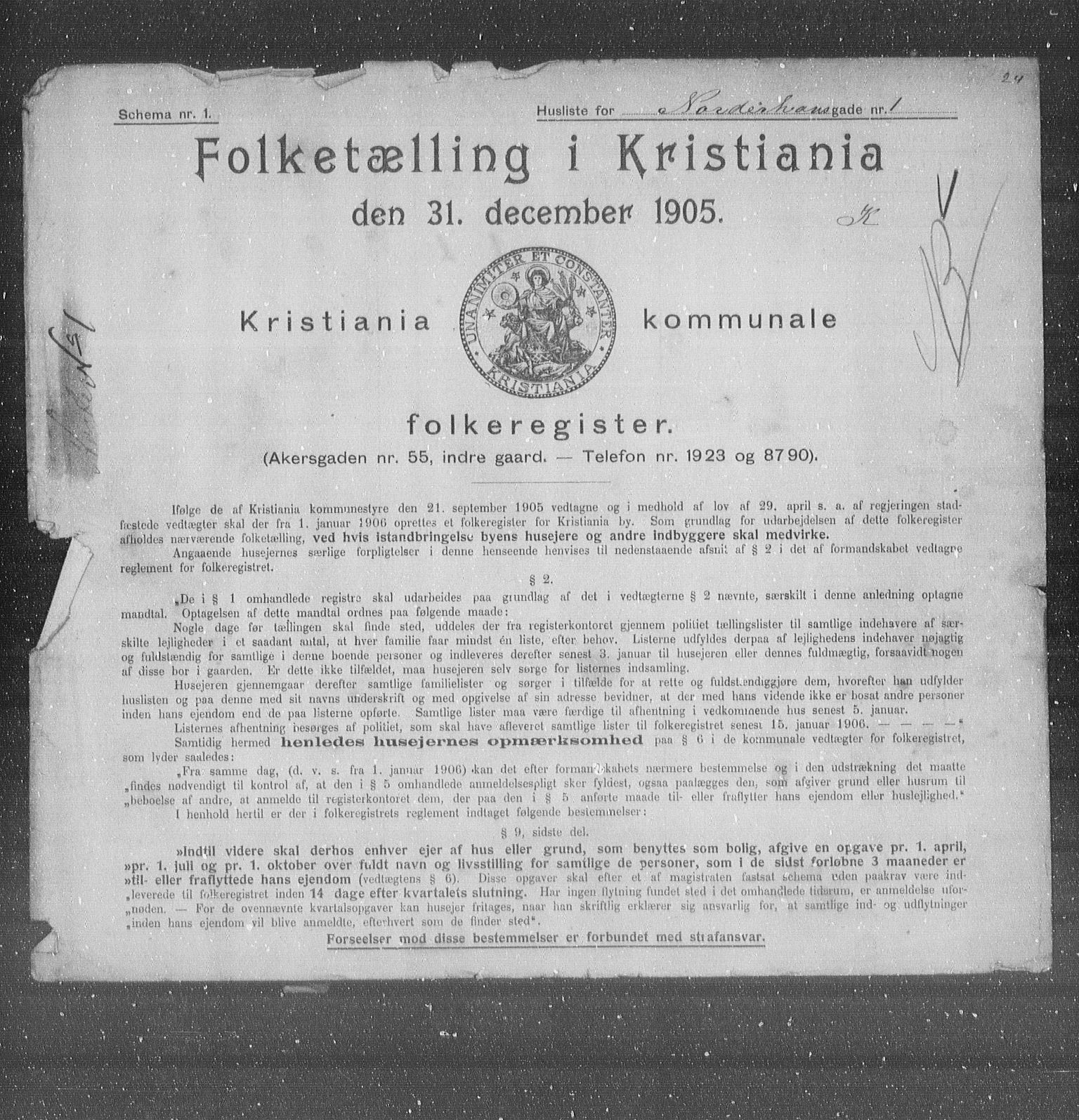 OBA, Municipal Census 1905 for Kristiania, 1905, p. 38133