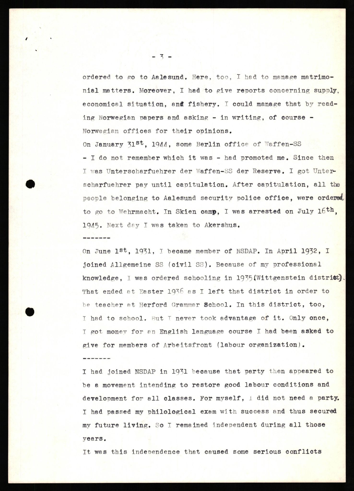 Forsvaret, Forsvarets overkommando II, AV/RA-RAFA-3915/D/Db/L0027: CI Questionaires. Tyske okkupasjonsstyrker i Norge. Tyskere., 1945-1946, p. 267