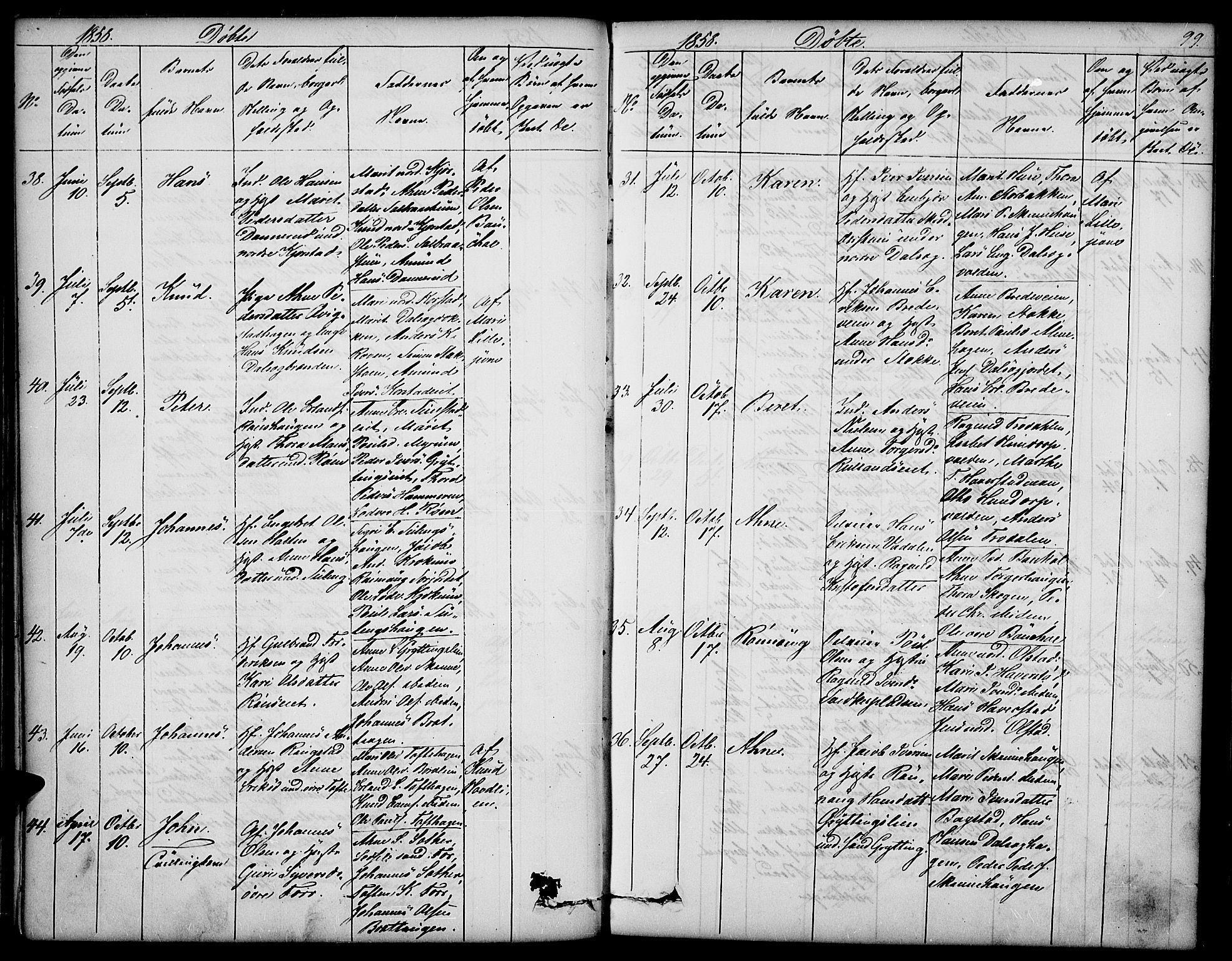 Sør-Fron prestekontor, AV/SAH-PREST-010/H/Ha/Hab/L0001: Parish register (copy) no. 1, 1844-1863, p. 99